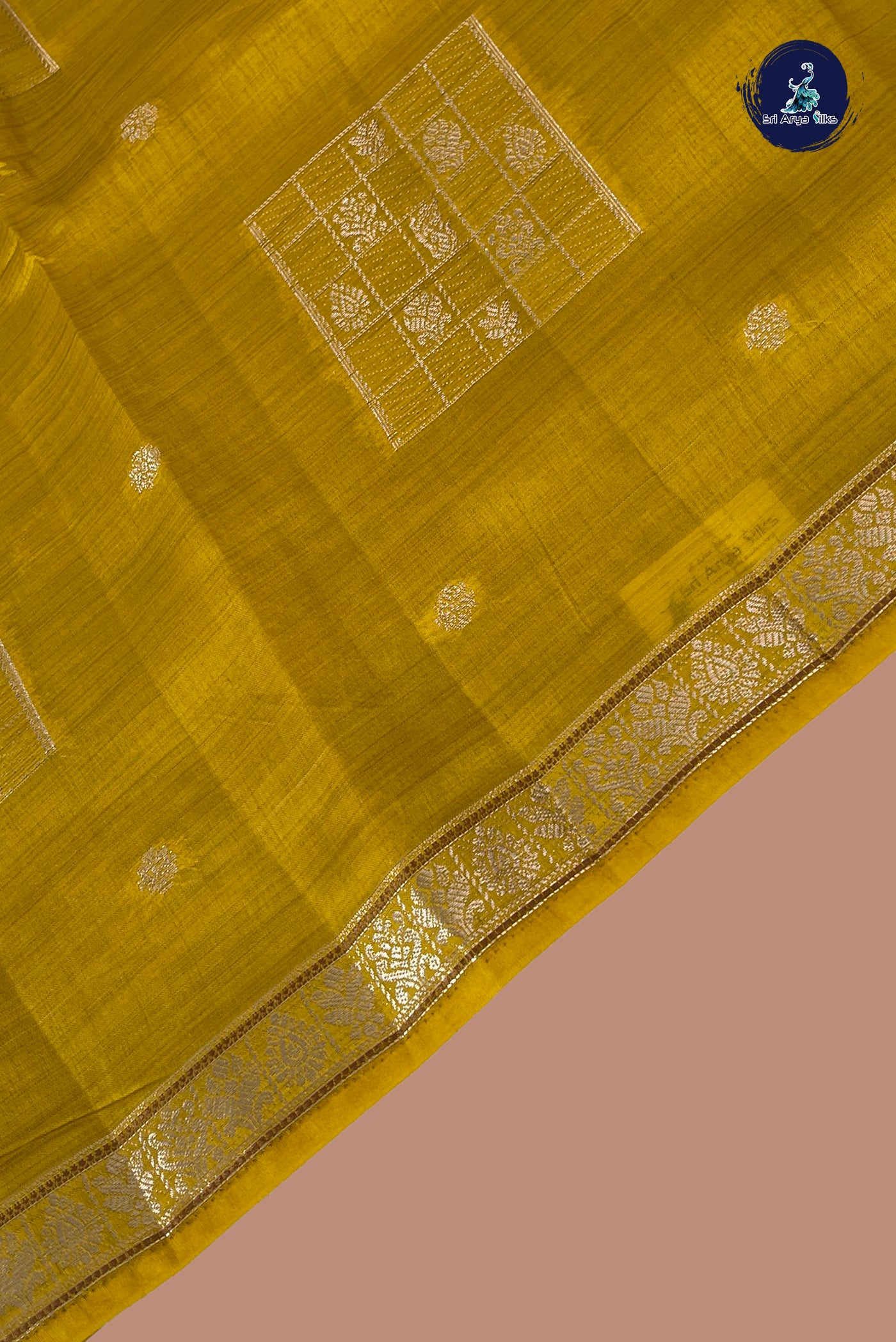 Yellow Semi Tussar Saree With Zari Buttas Pattern