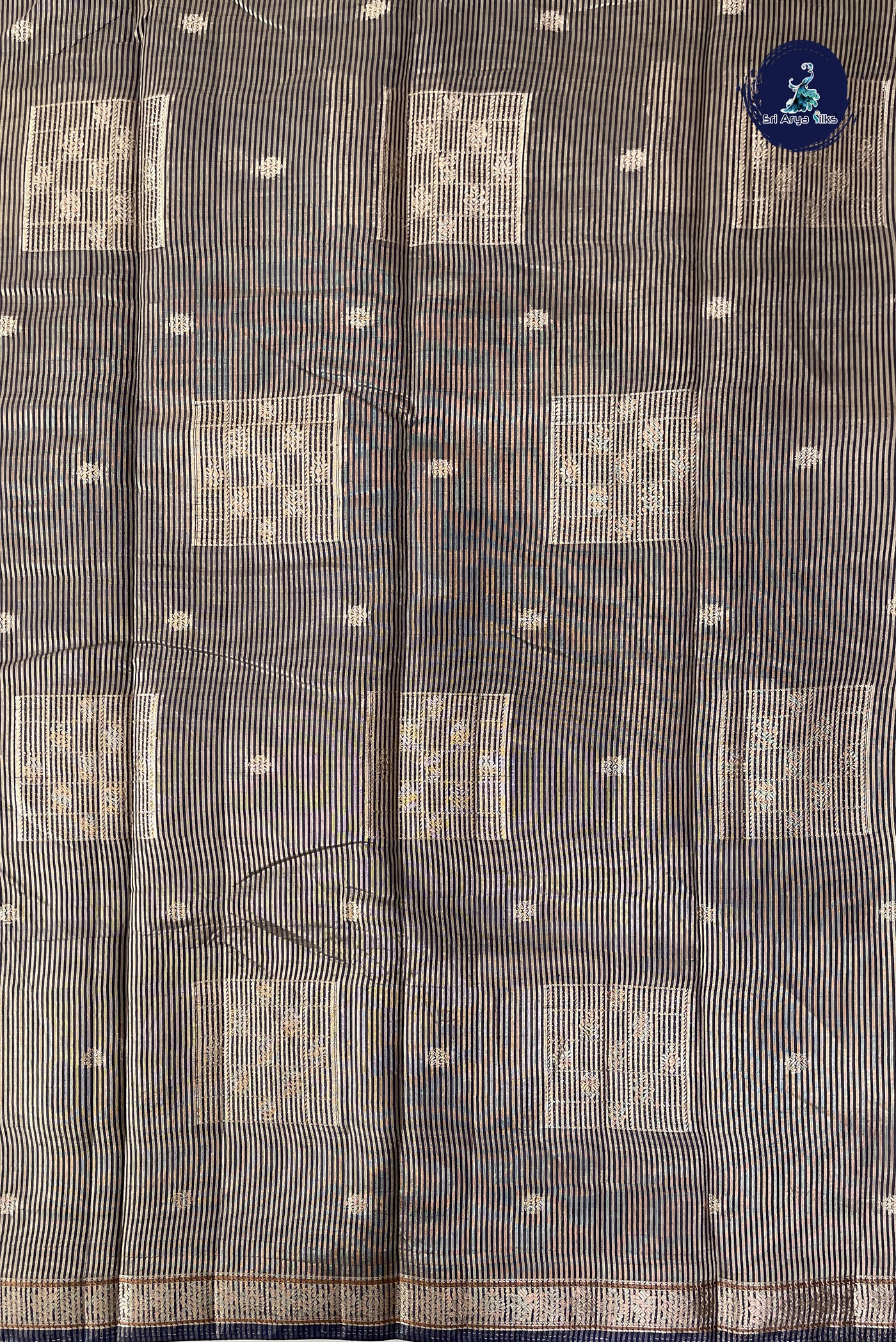 Blue Semi Tussar Saree With Zari Buttas Pattern