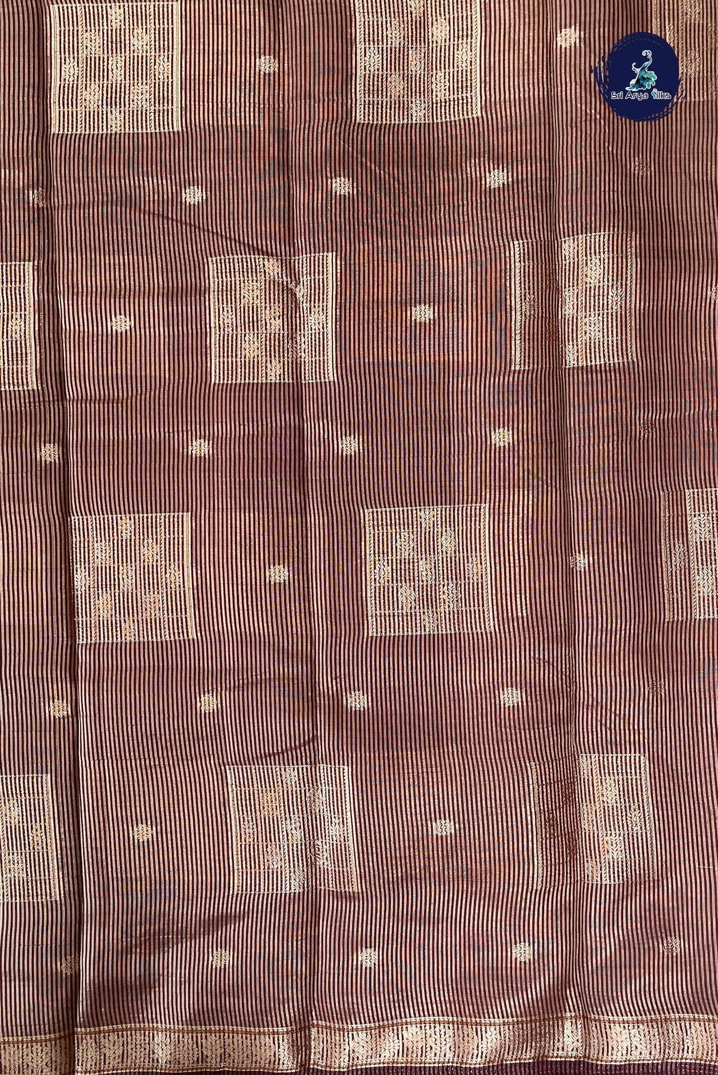 Brown Semi Tussar Saree With Zari Buttas Pattern