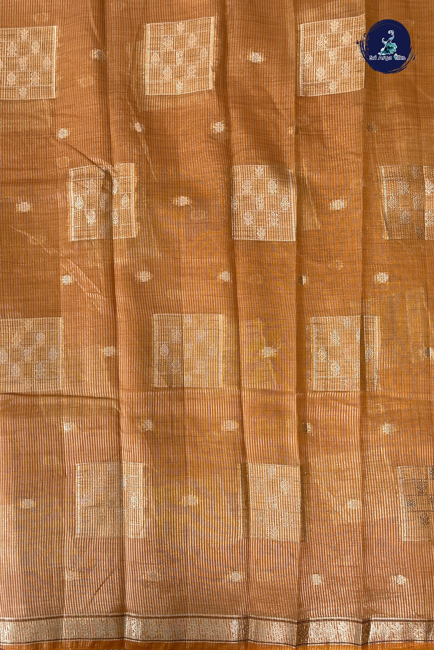Mustard Yellow Semi Tussar Saree With Zari Buttas Pattern