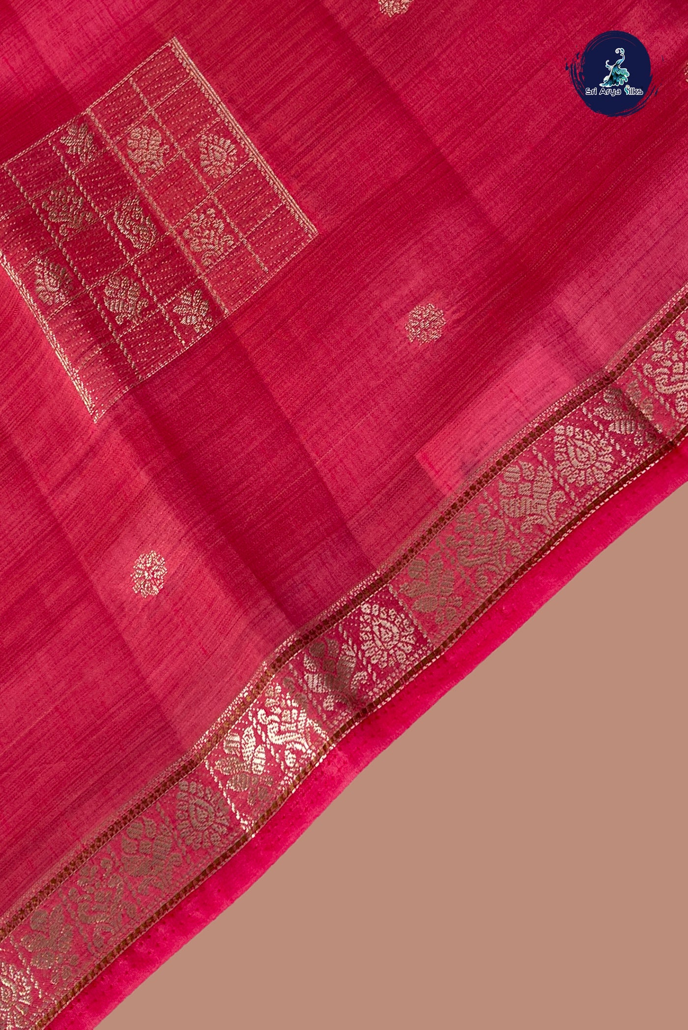 Pink Semi Tussar Saree With Zari Buttas Pattern