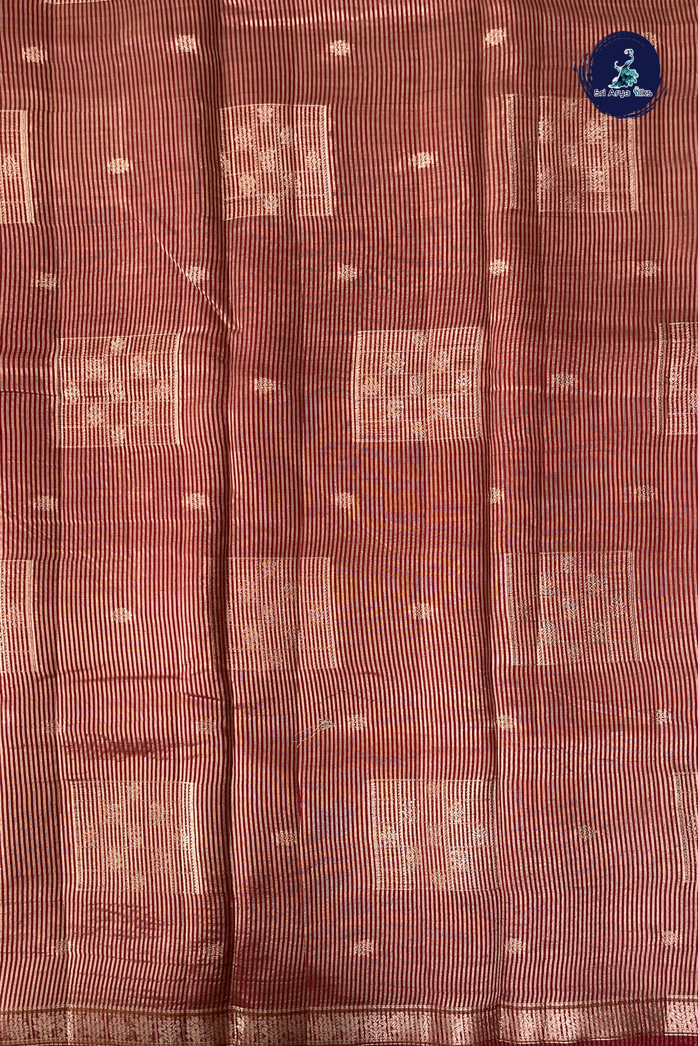 Red Semi Tussar Saree With Zari Buttas Pattern