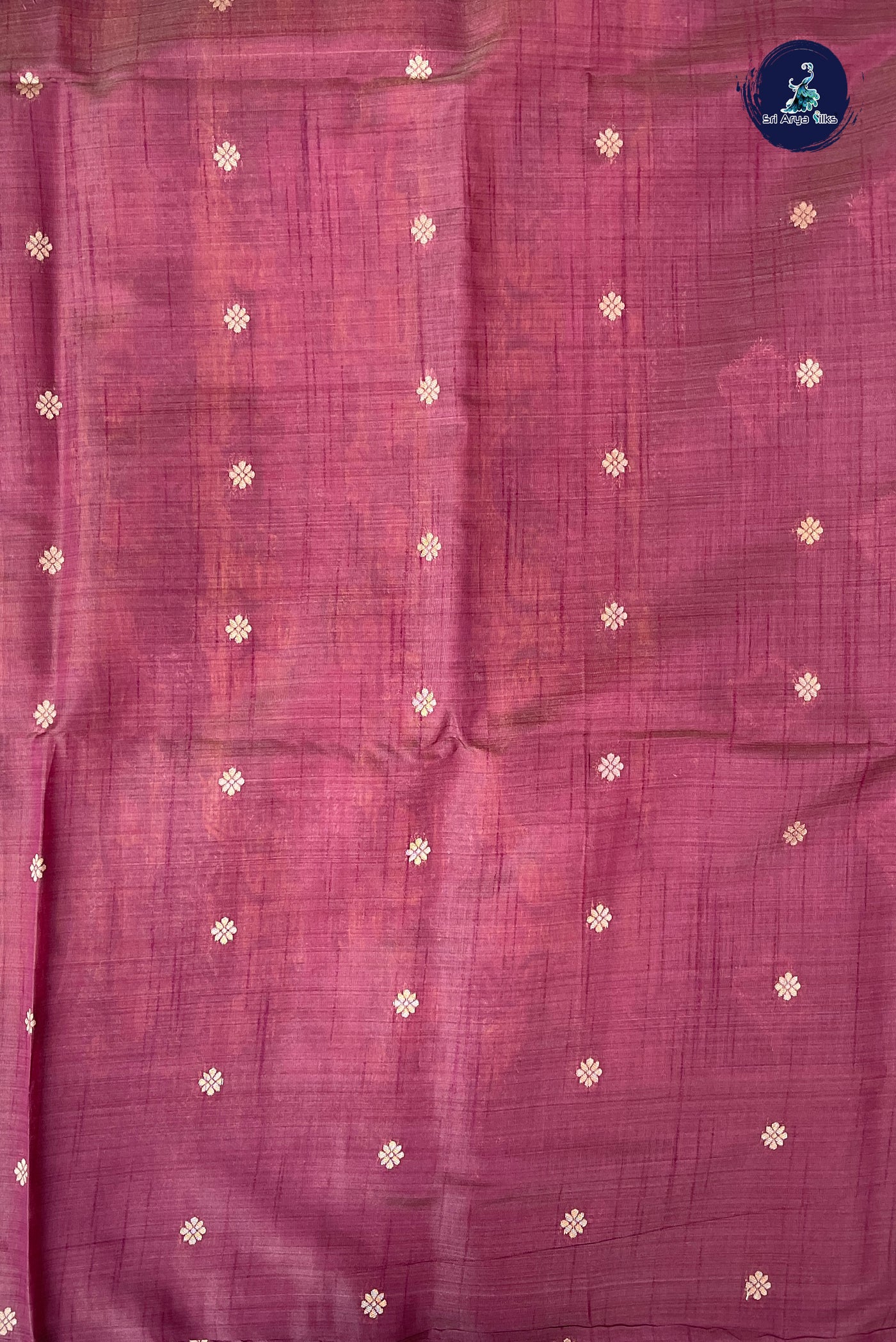 Burgundy Semi Tussar Saree With Zari Buttas Pattern