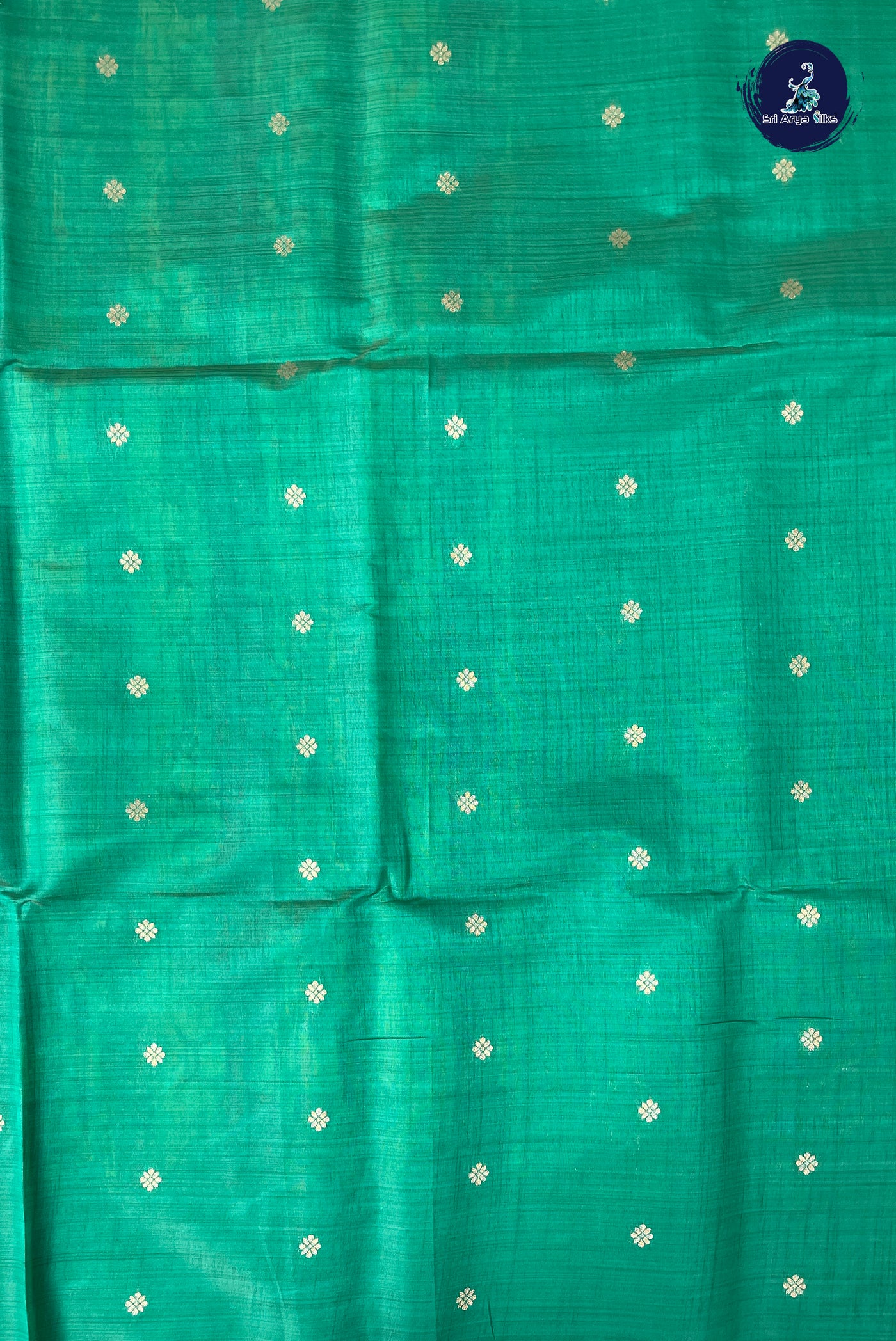 Green Semi Tussar Saree With Zari Buttas Pattern