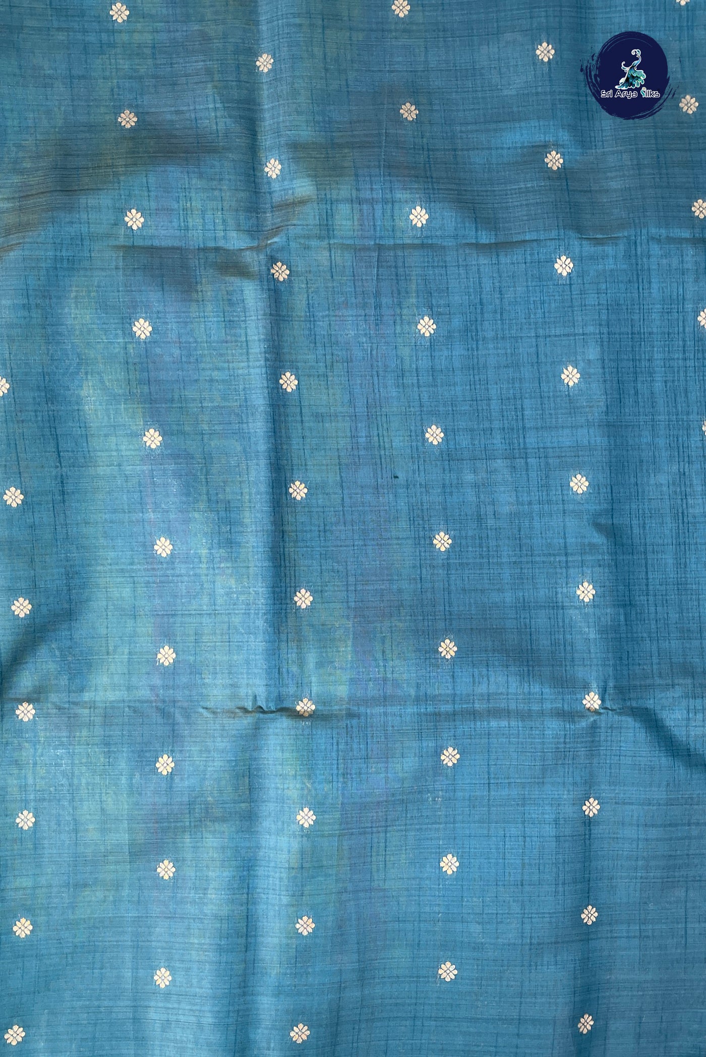 Blue Semi Tussar Saree With Zari Buttas Pattern