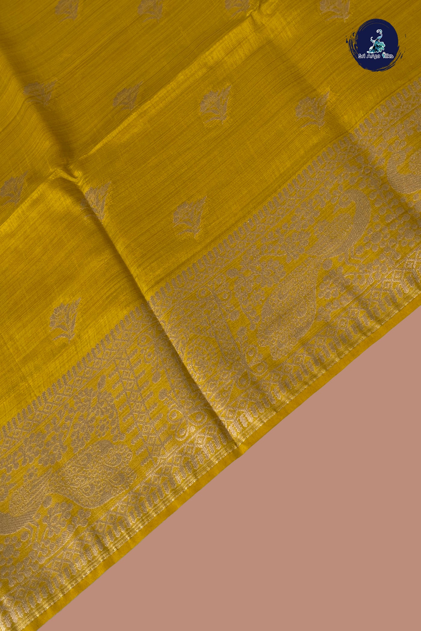 Yellow Semi Tussar Saree With Zari Buttas Pattern