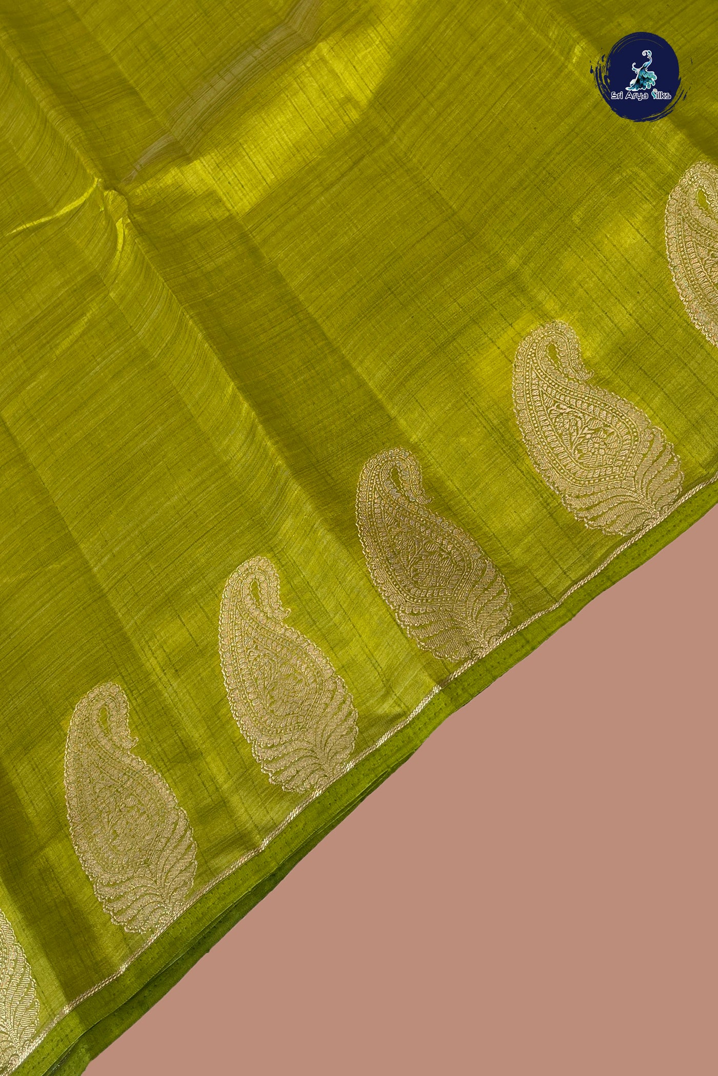 Lime Green Semi Tussar Saree With Zari Buttas Pattern