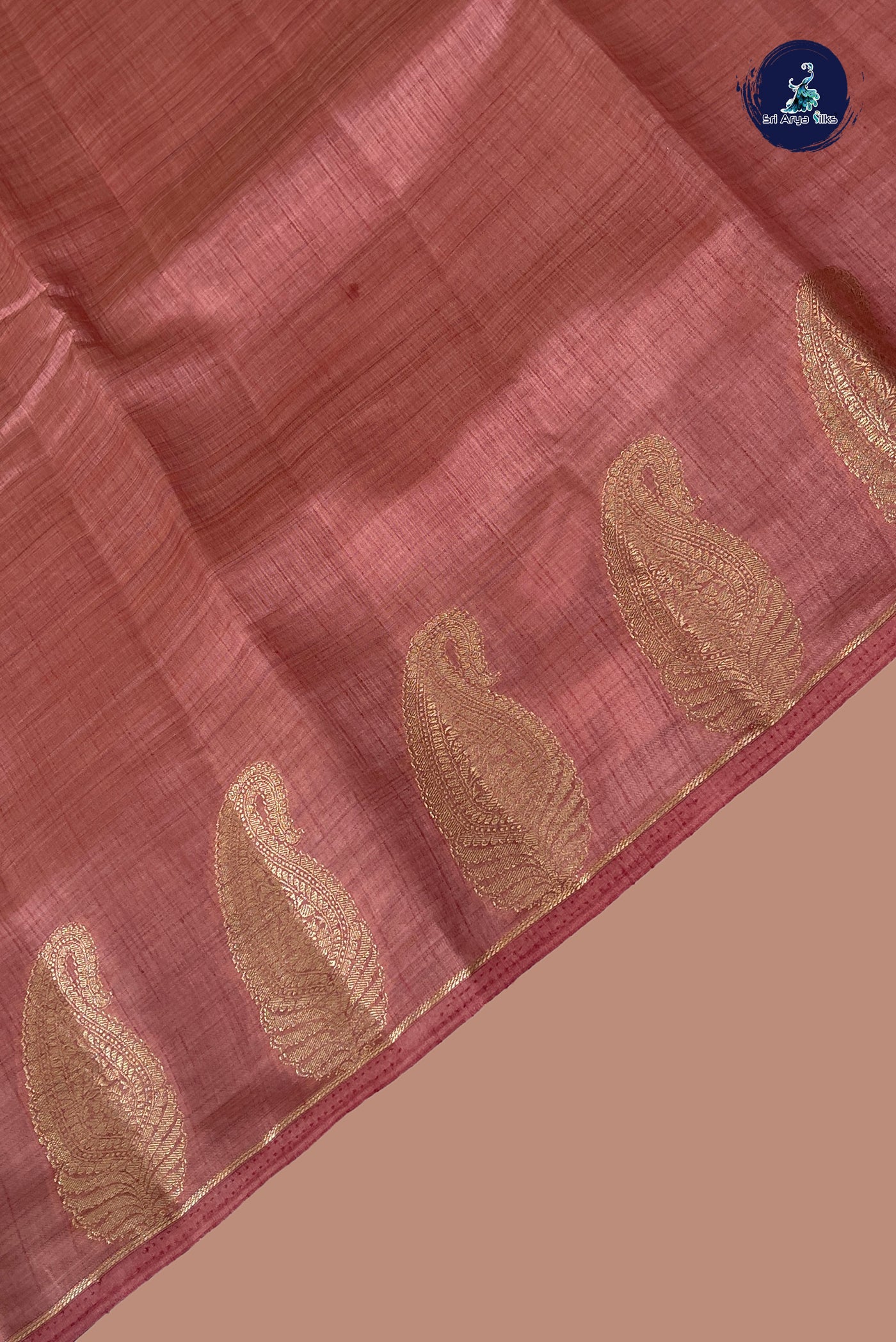 Caramel Shade Semi Tussar Saree With Zari Buttas Pattern