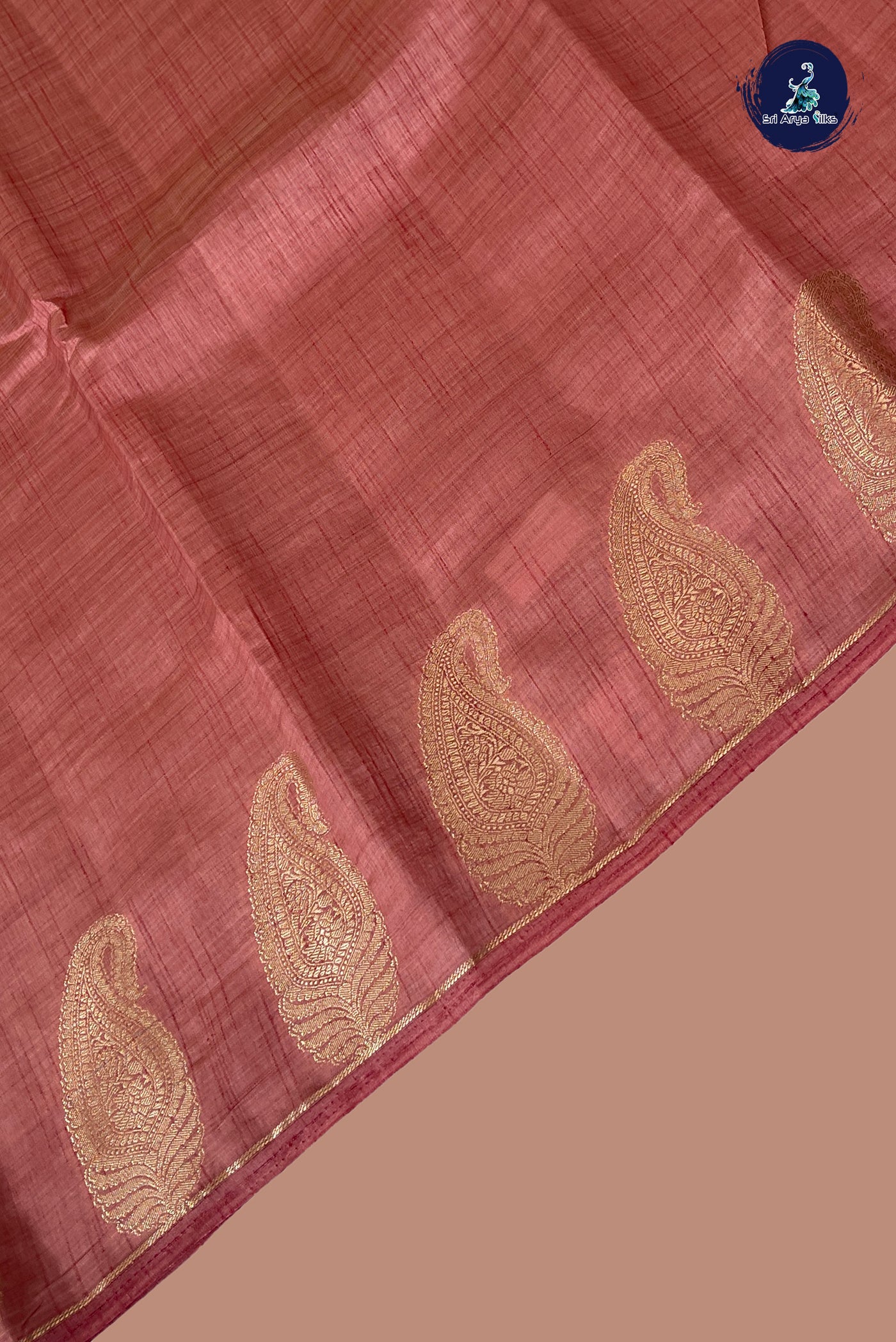 Caramel Shade Semi Tussar Saree With Zari Buttas Pattern