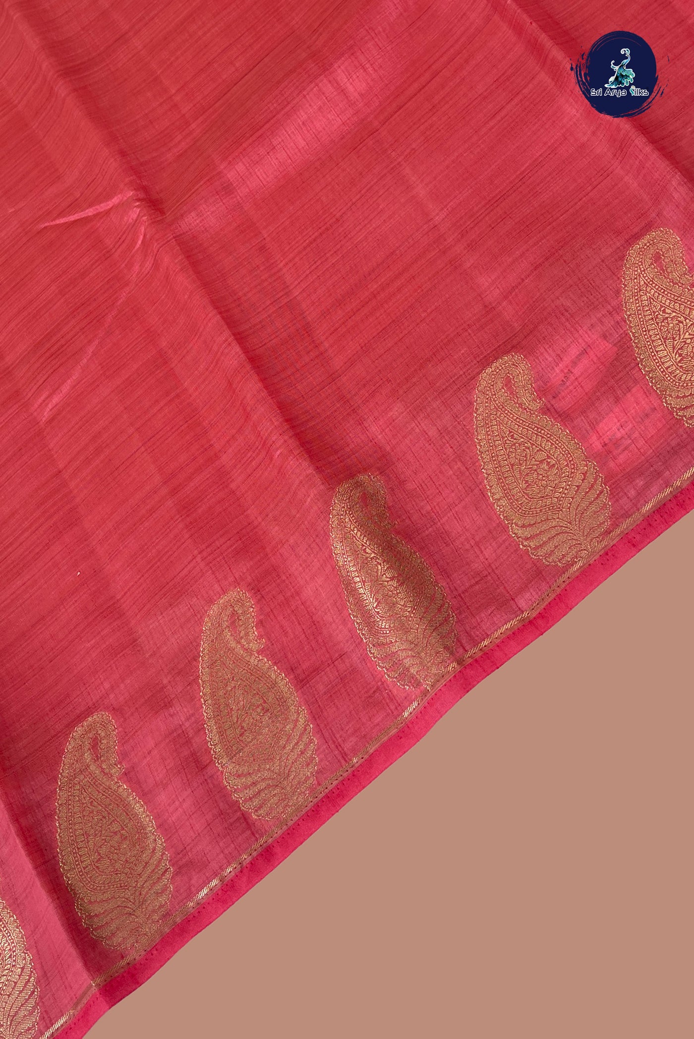 Light Pink Semi Tussar Saree With Zari Buttas Pattern
