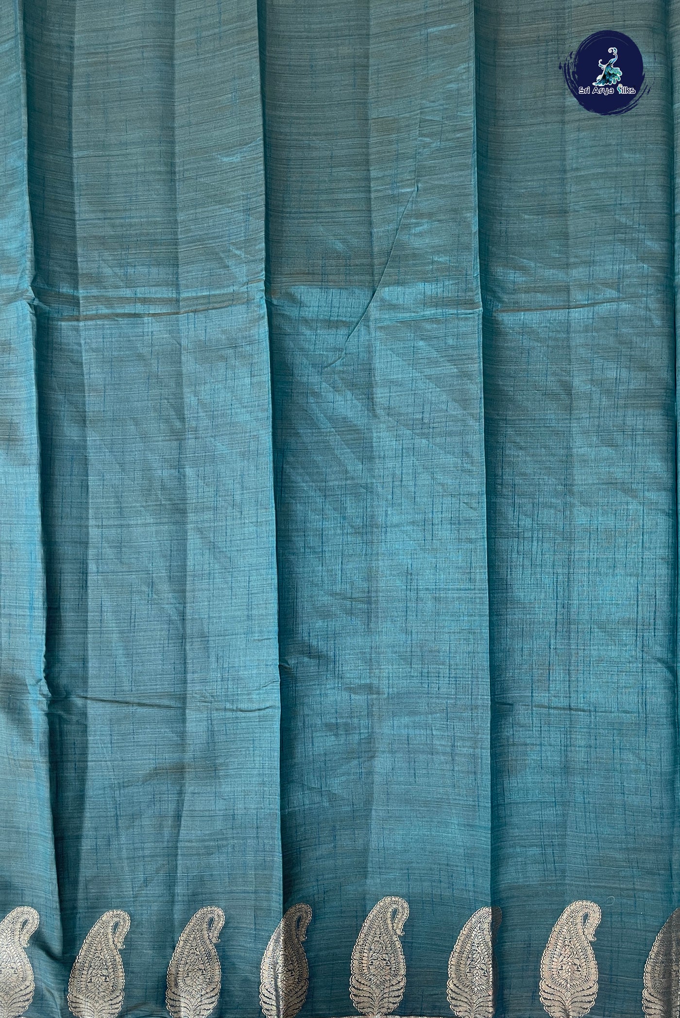 Green Semi Tussar Saree With Zari Buttas Pattern
