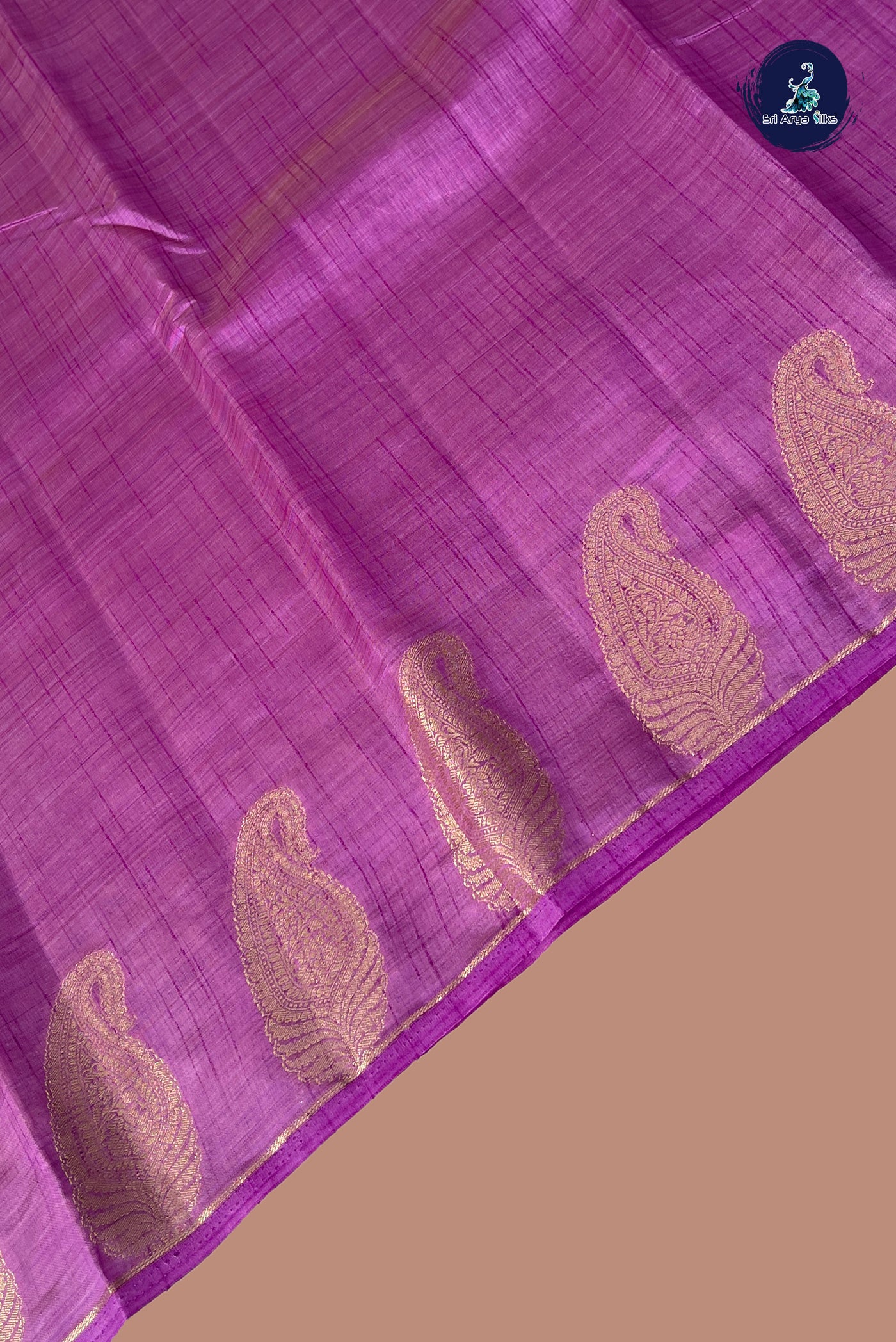 Lavender Semi Tussar Saree With Zari Buttas Pattern