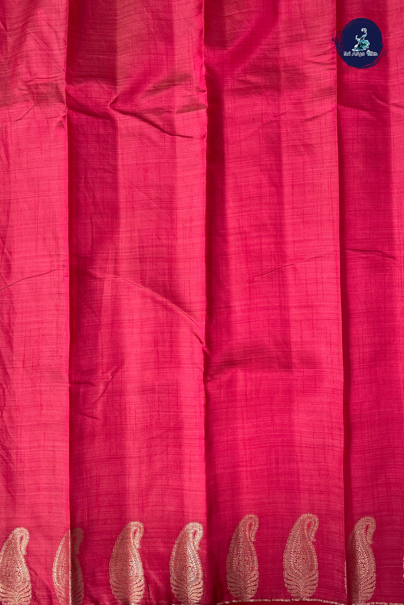 Red Semi Tussar Saree With Zari Buttas Pattern
