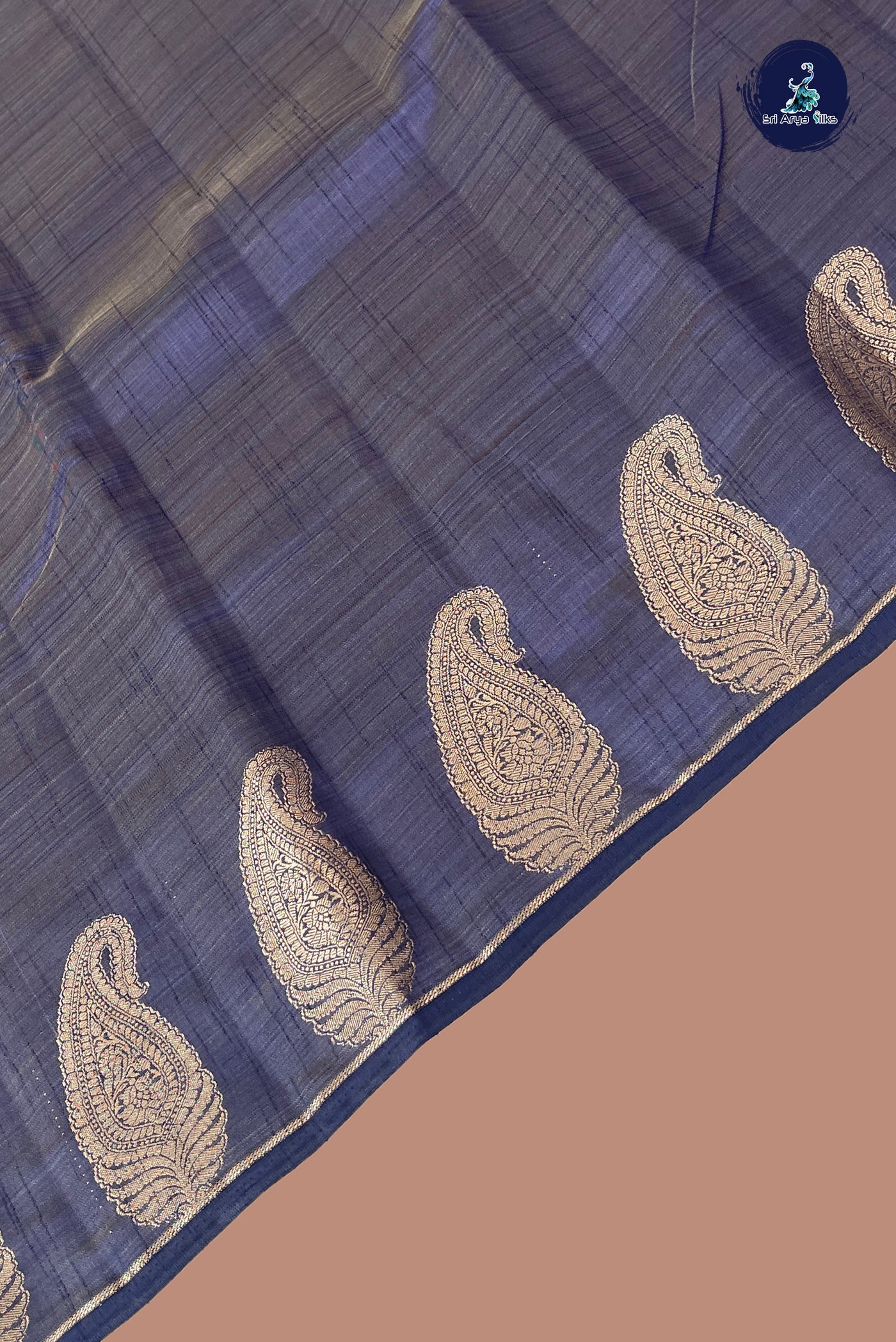 Blue Semi Tussar Saree With Zari Buttas Pattern