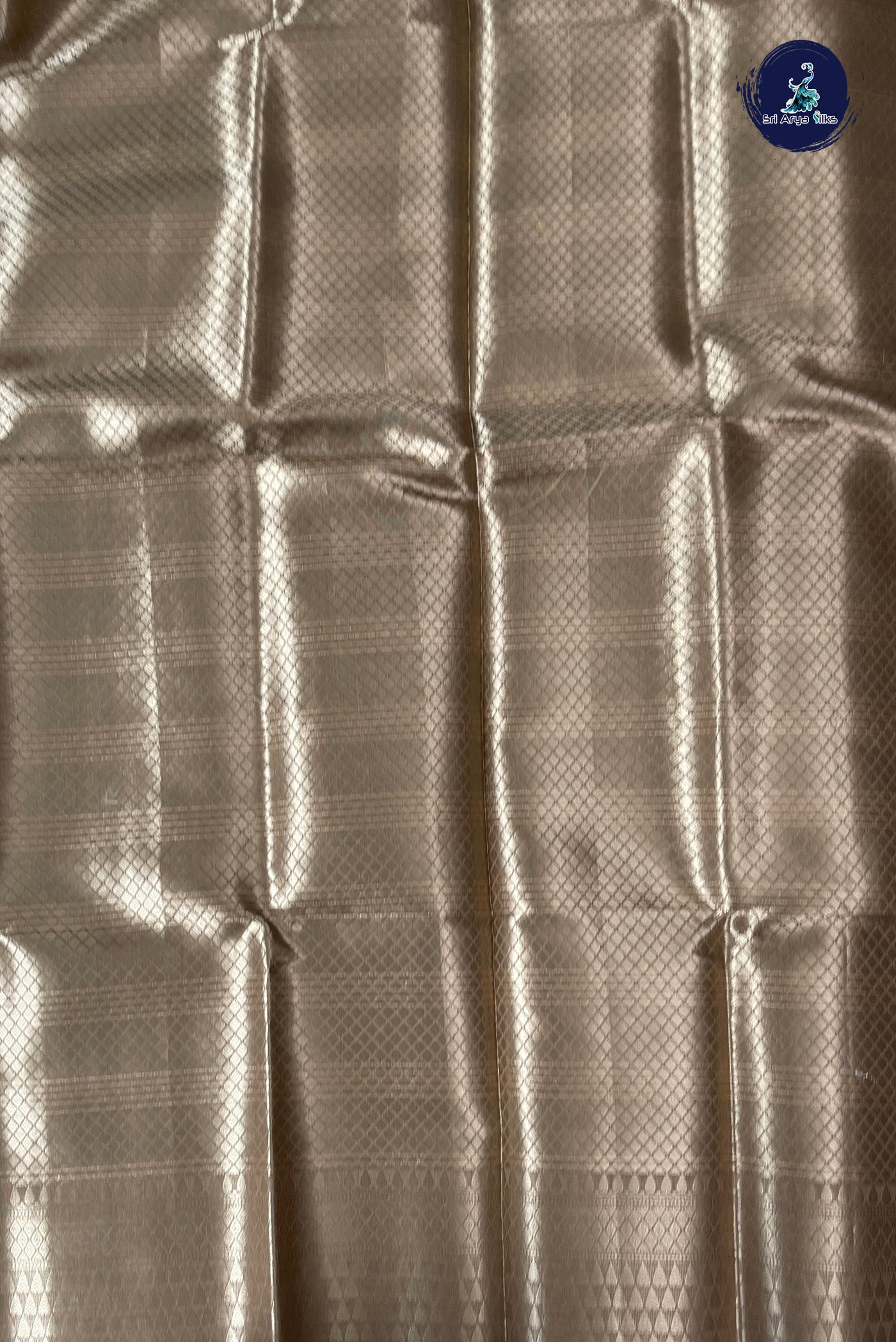 Brown Tissue Banarasi Saree With Zari Checked Pattern