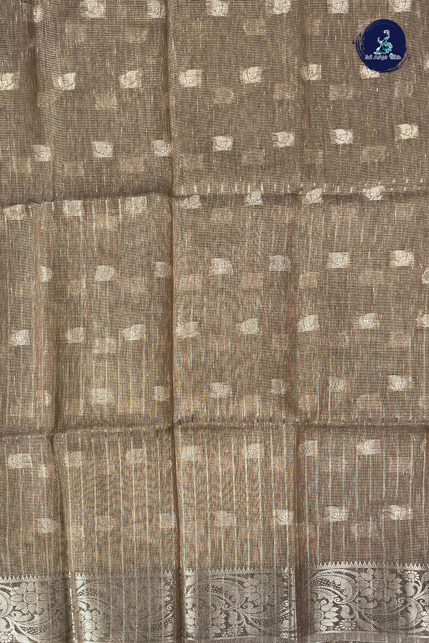 Light Brown Tissue Banarasi Saree With Zari Buttas Pattern