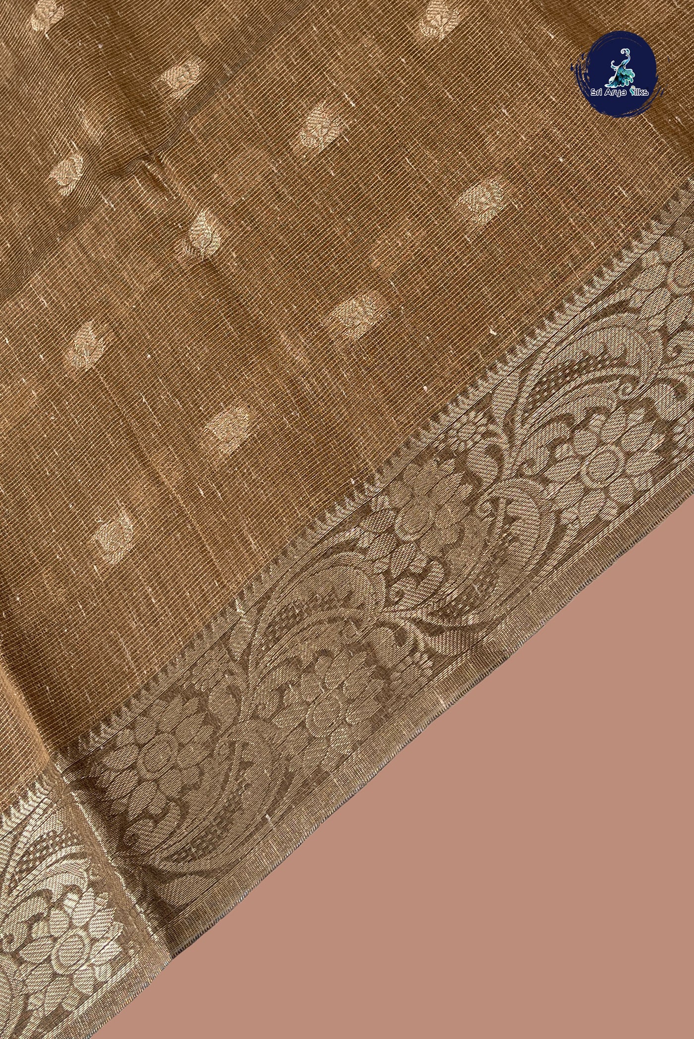 Light Brown Tissue Banarasi Saree With Zari Buttas Pattern