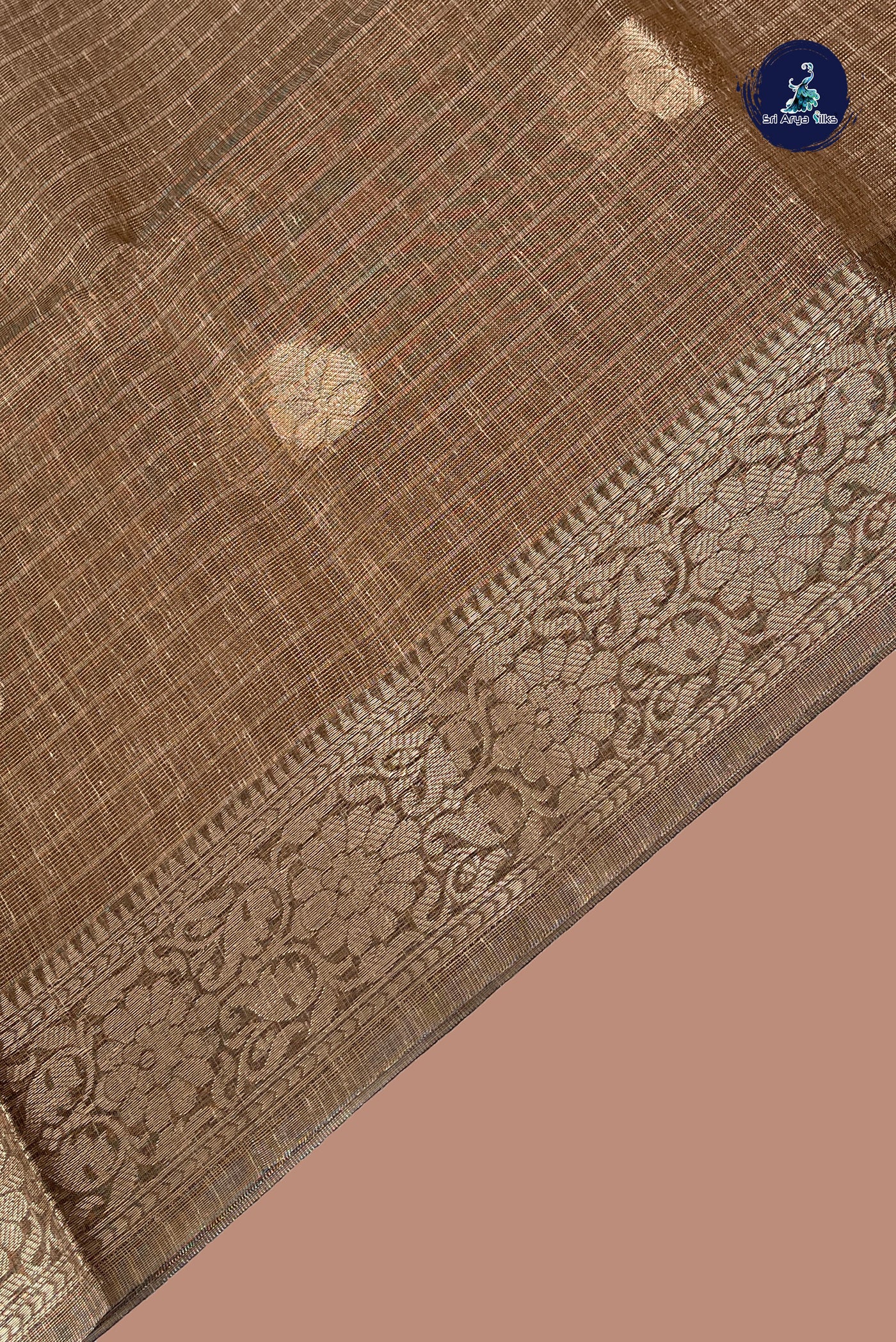 Light Brown Tissue Banarasi Saree With Zari Buttas Pattern