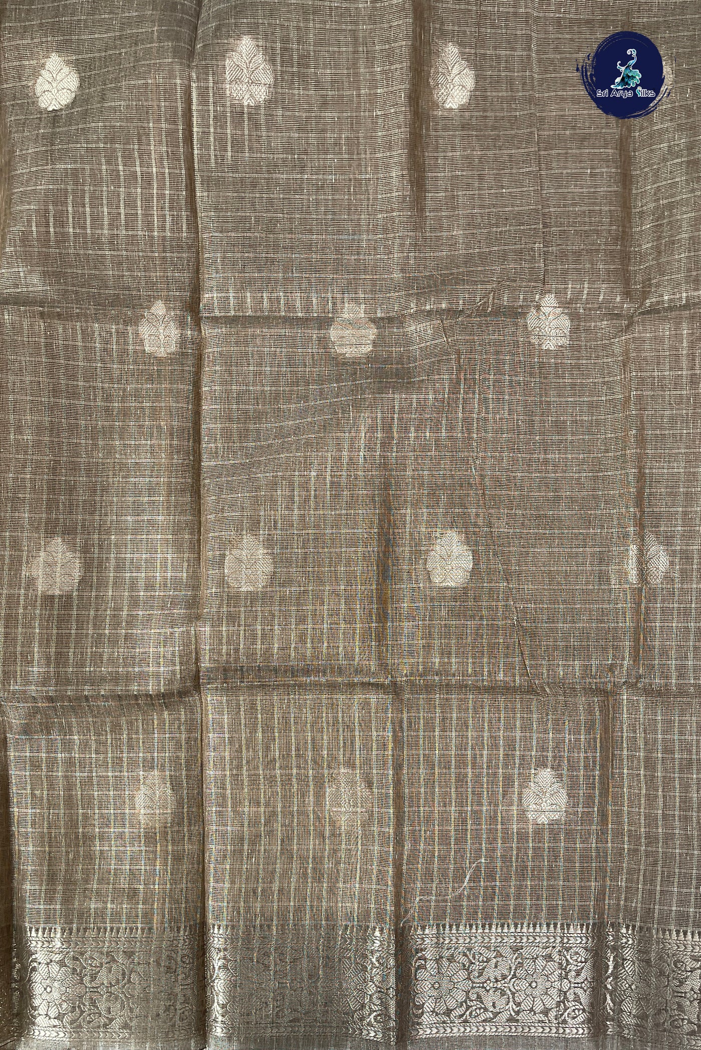 Light Brown Tissue Banarasi Saree With Zari Buttas Pattern