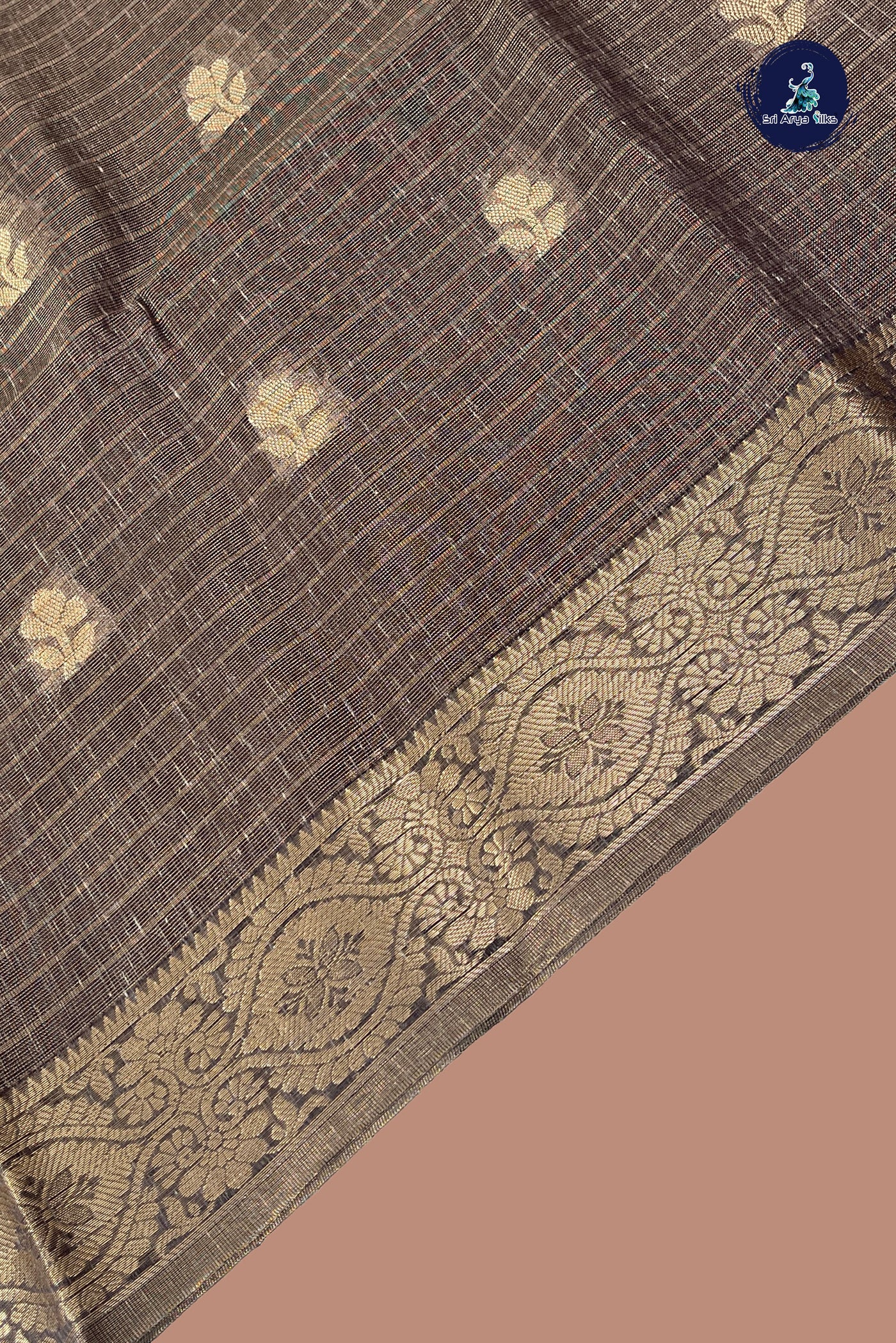 Elephant Grey Tissue Banarasi Saree With Zari Buttas Pattern