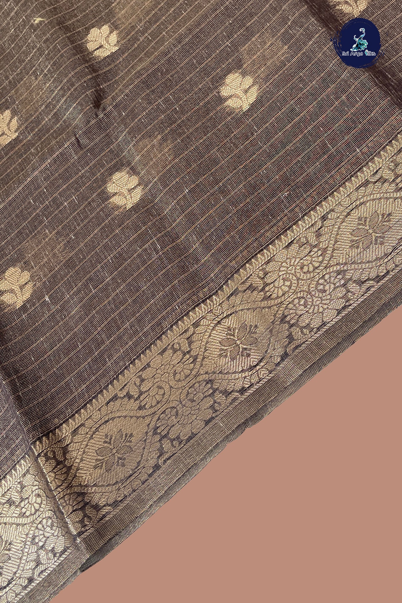 Elephant Grey Tissue Banarasi Saree With Zari Buttas Pattern