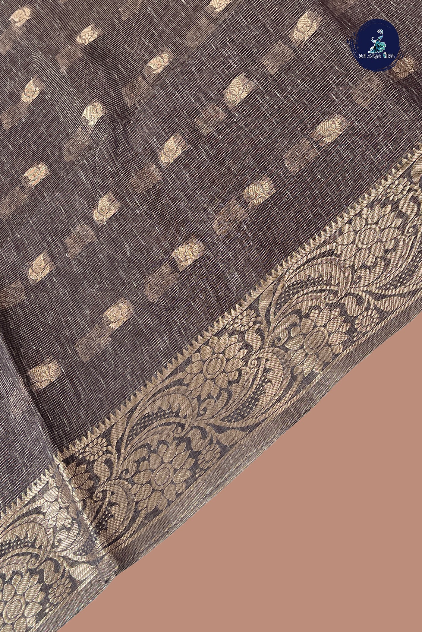 Elephant Grey Tissue Banarasi Saree With Zari Buttas Pattern