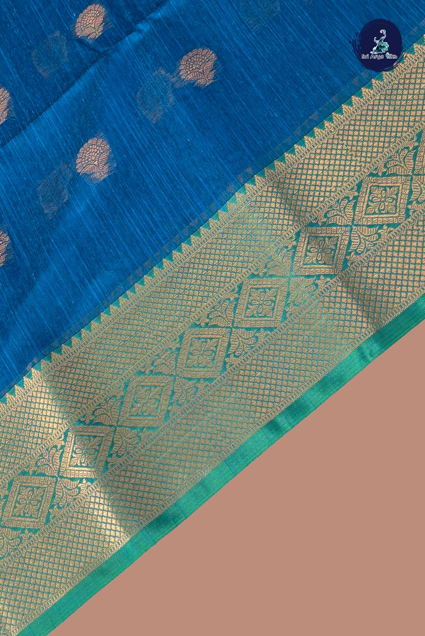 Blue Raw Silk Saree With Zari Buttas Pattern