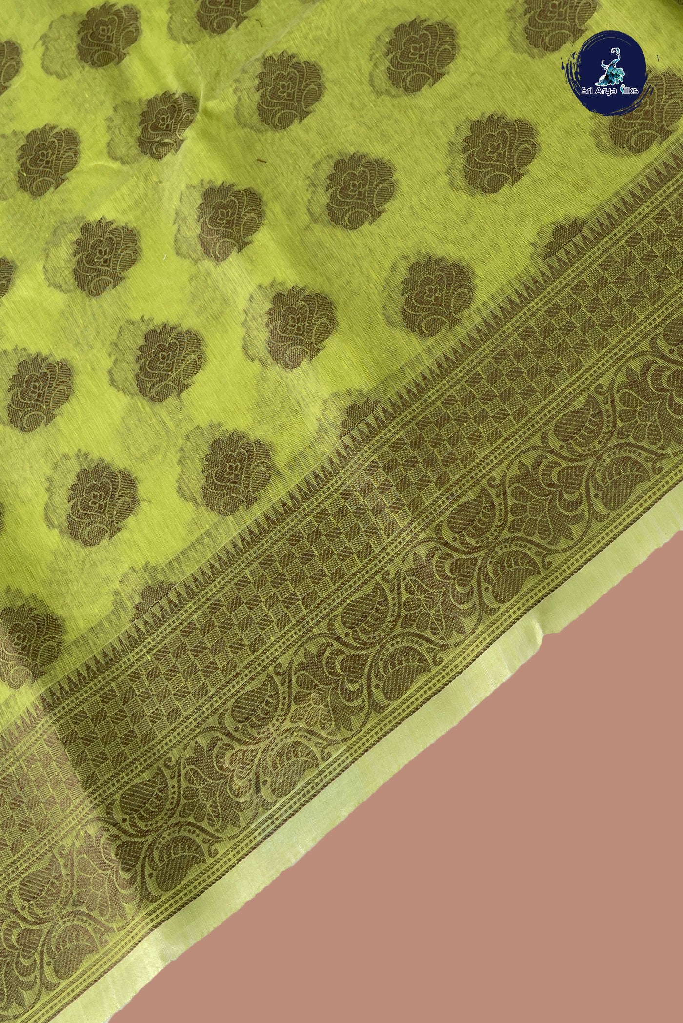 Light Green Katan Silk With Buttas Pattern