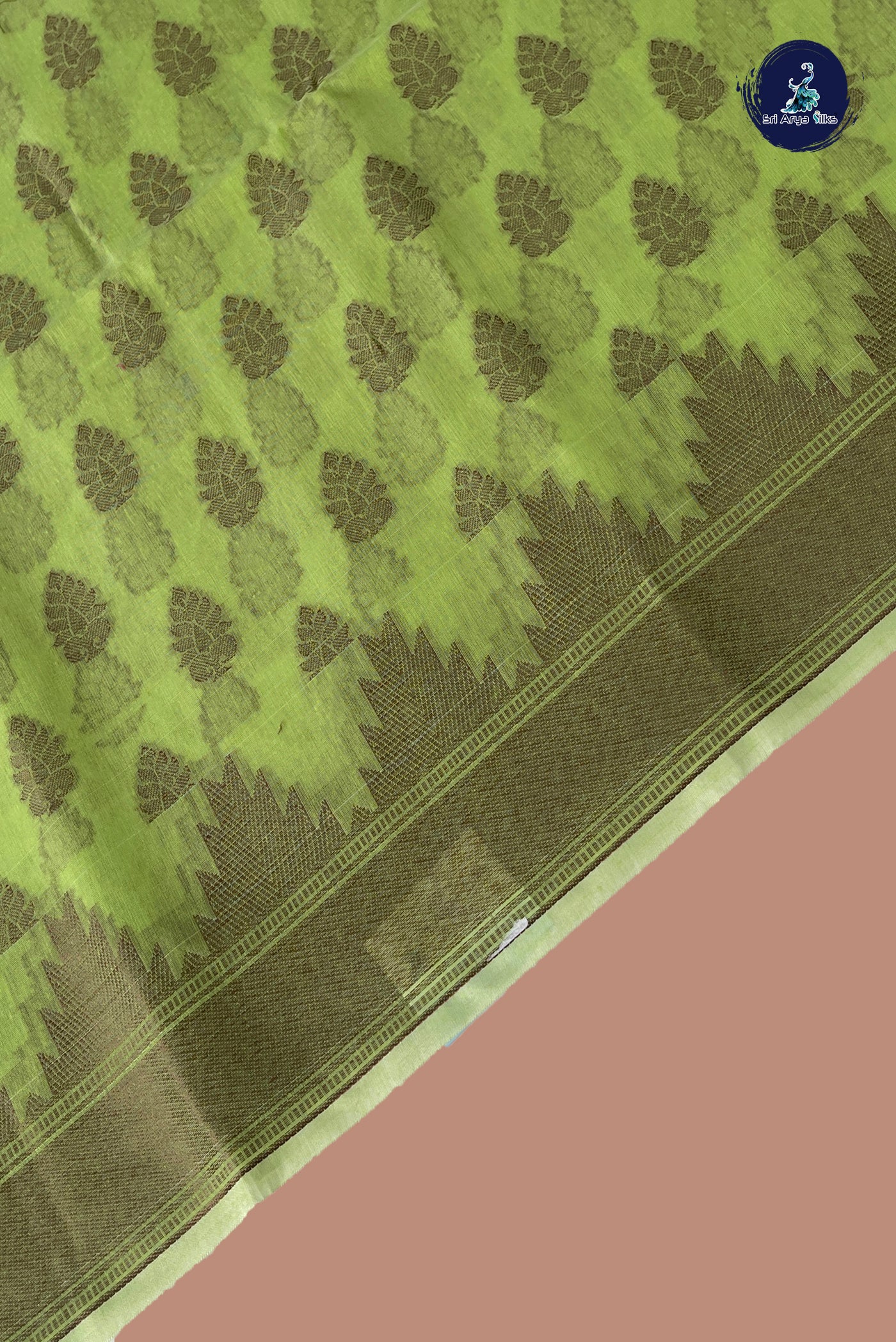 Light Green Katan Silk With Buttas Pattern