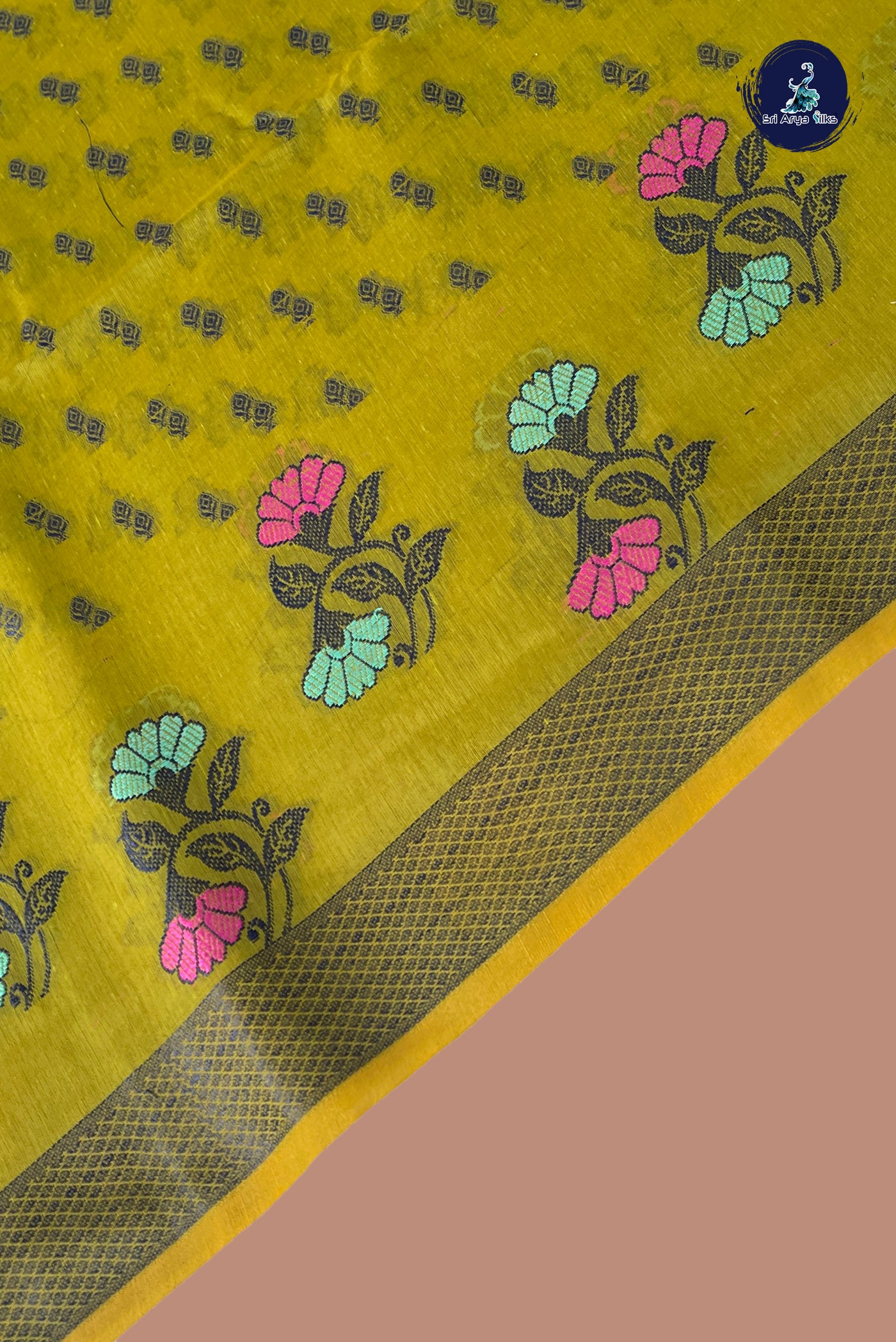 Mehendi Green Katan Silk With Buttas Pattern