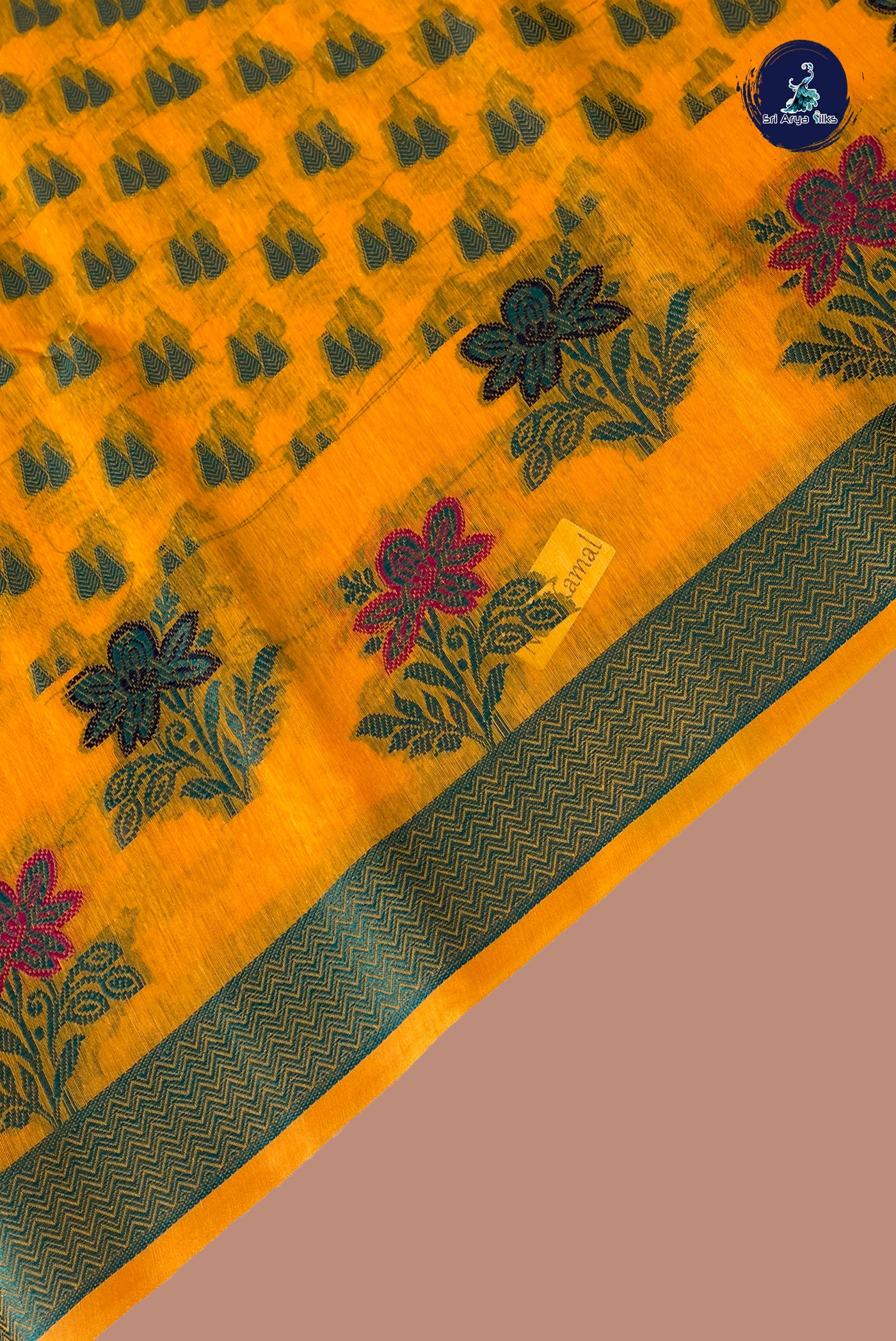 Orange Katan Silk With Buttas Pattern