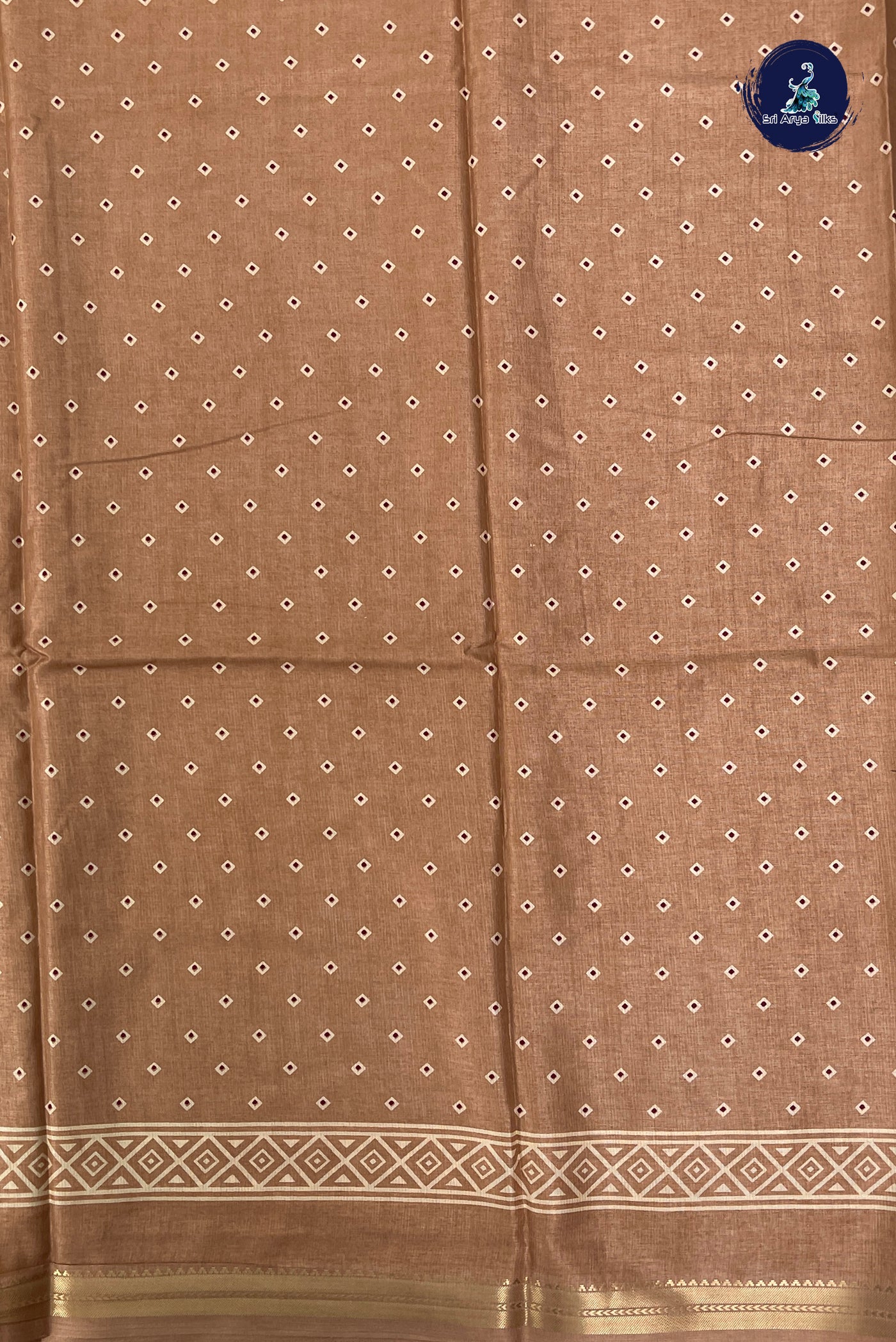 Peach Semi Crepe Silk Saree With Printed Pattern