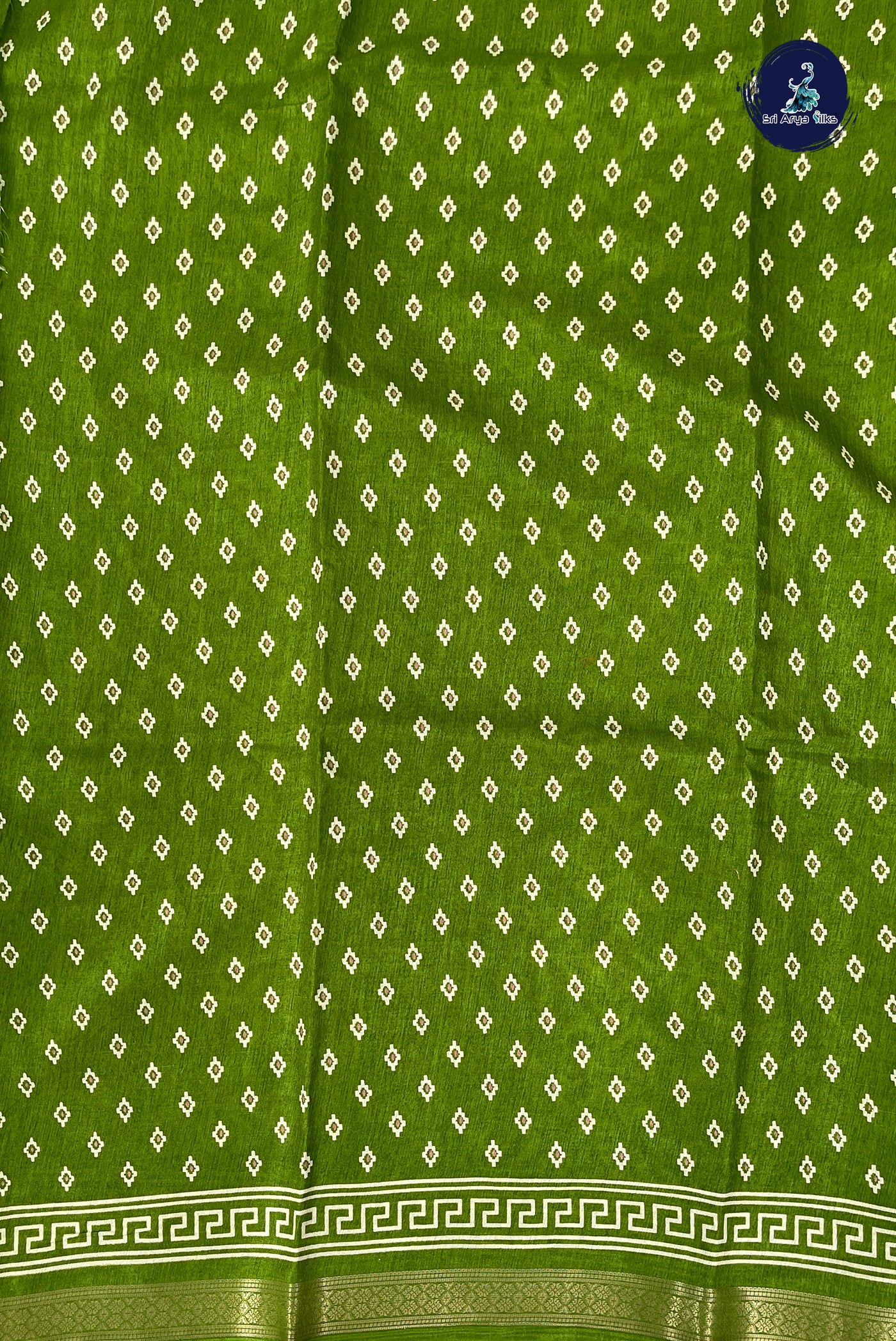 Green Semi Crepe Silk Saree With Printed Pattern