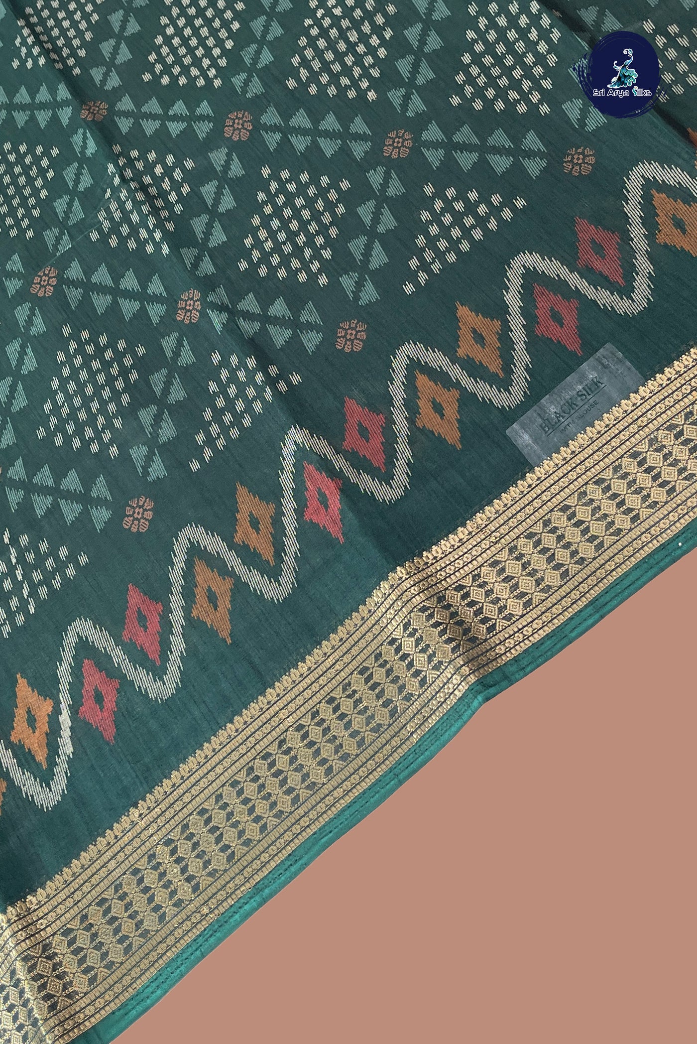 Bottle Green Semi Crepe Silk Saree With Printed Pattern