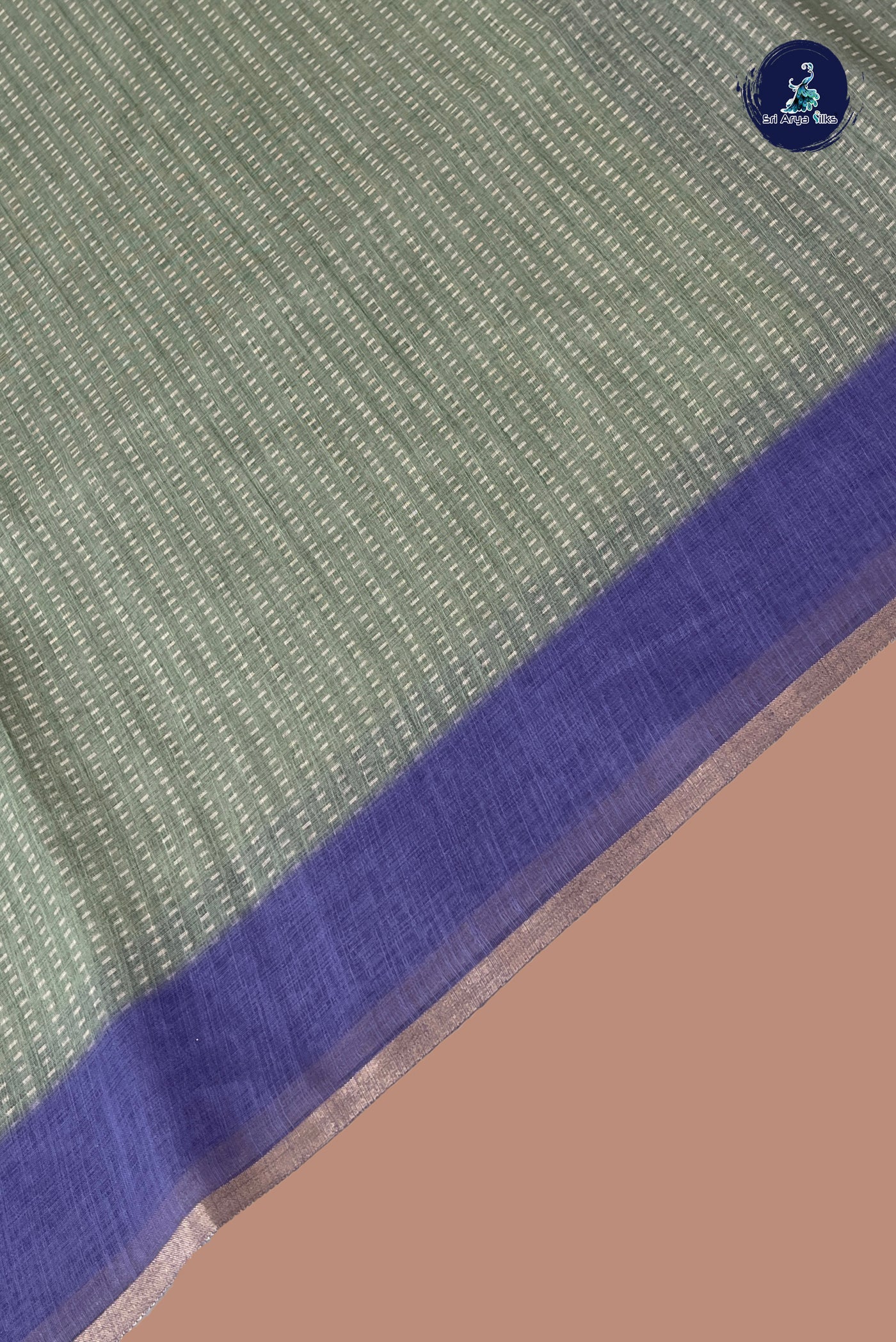 Green Linen Saree With Printed Pattern