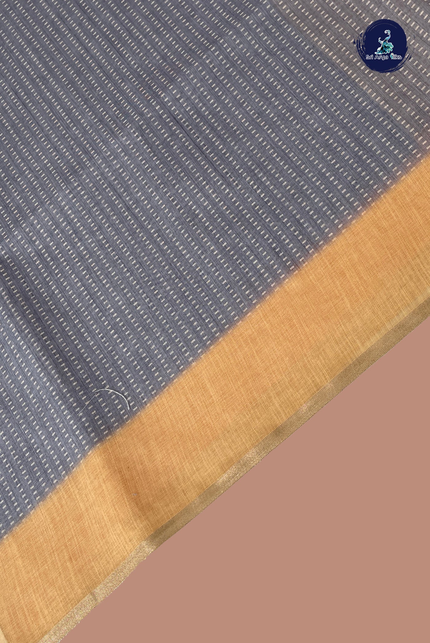 Grey Linen Saree With Printed Pattern