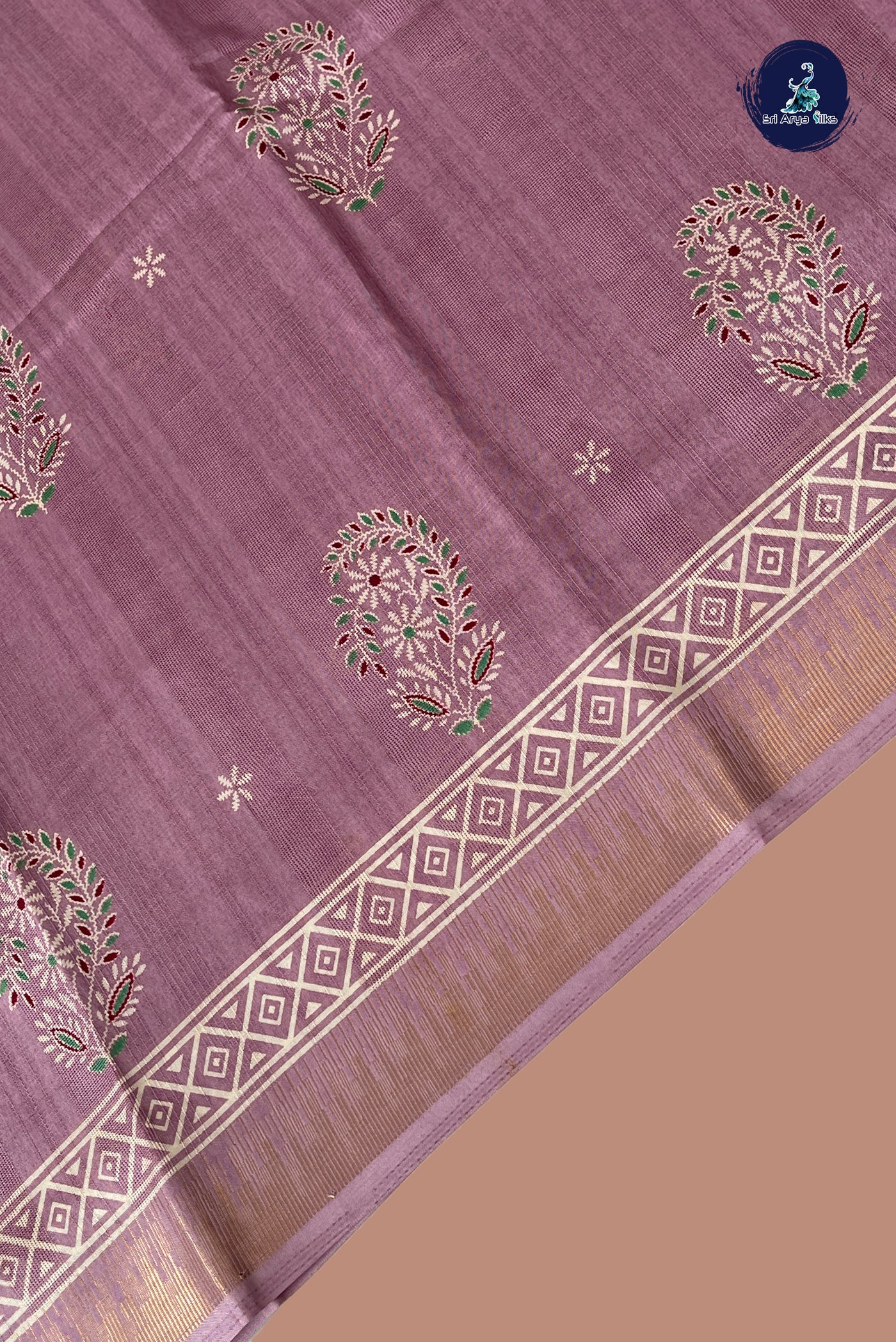 Pink Semi Crepe Silk Saree With Printed Pattern