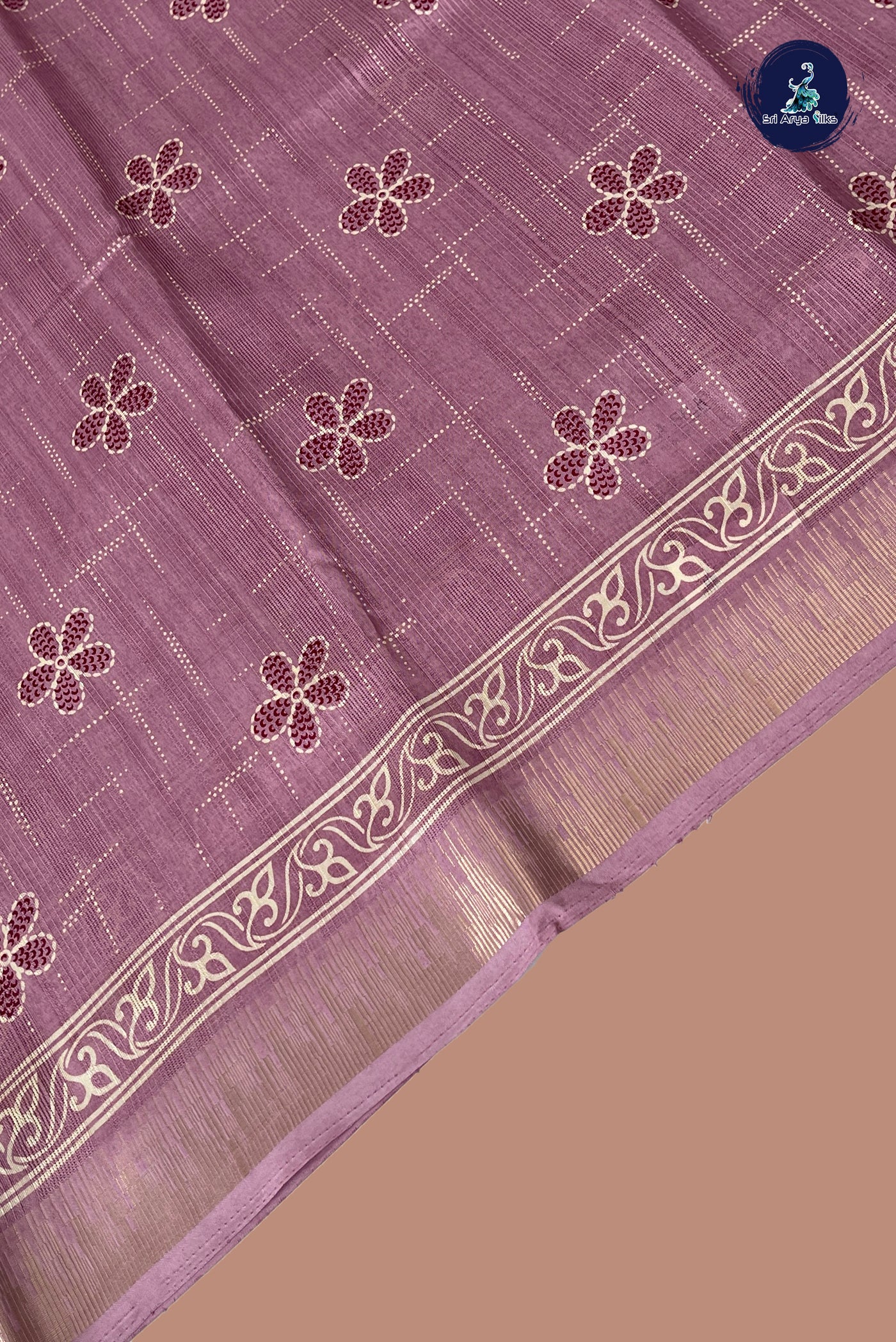 Pink Semi Crepe Silk Saree With Printed Pattern