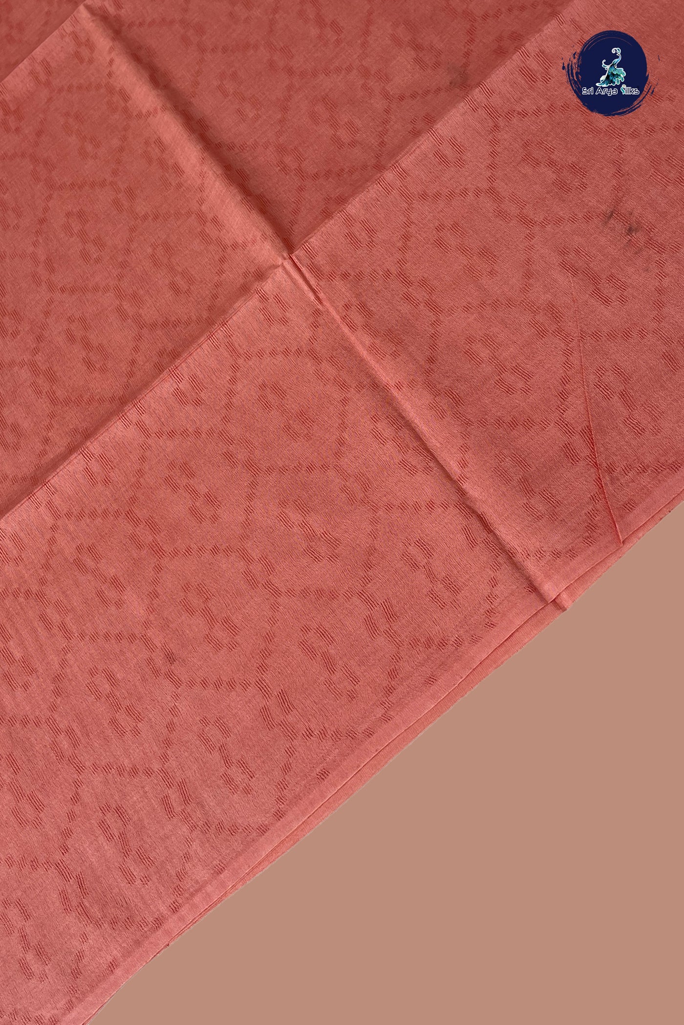 Peach Pink Baswada Saree With Embossed Pattern