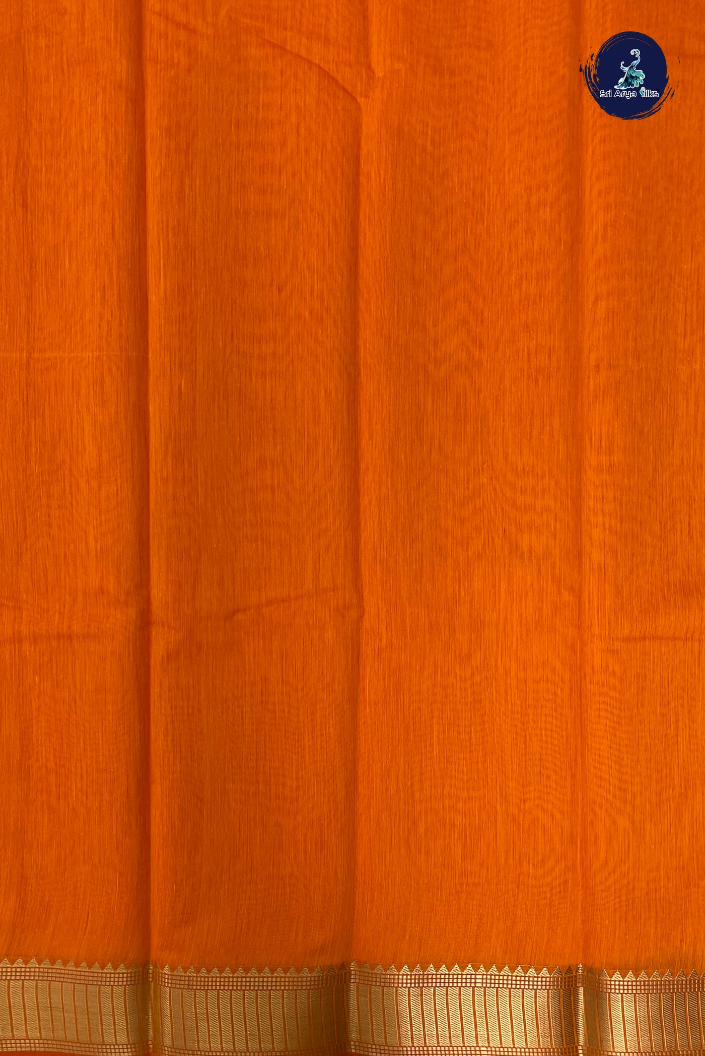 Yellowish Orange Budget Semi Silk Cotton Saree With Plain Pattern