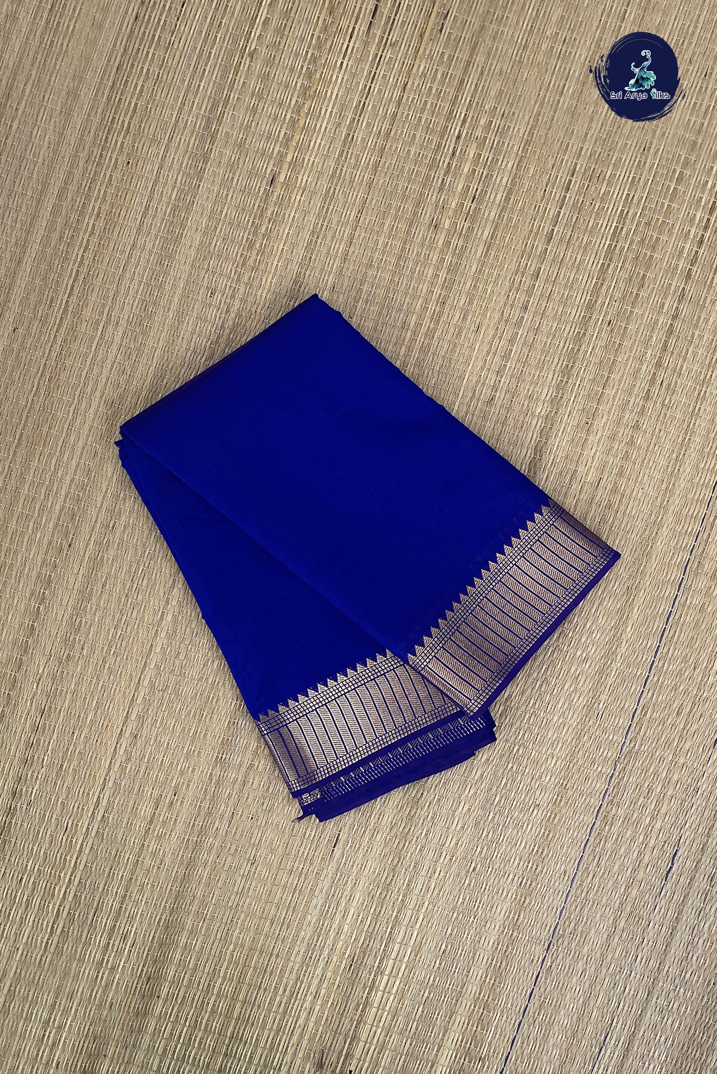 MS Blue Budget Semi Silk Cotton Saree With Plain Pattern