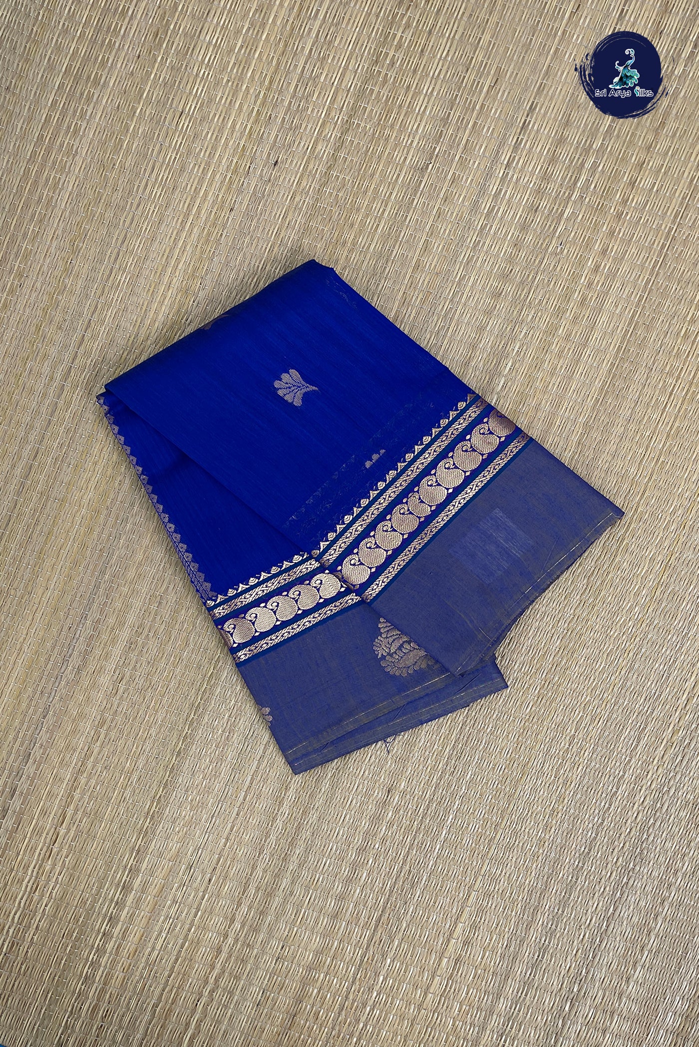 MS Blue Budget Semi Silk Cotton Saree With Zari Buttas Pattern