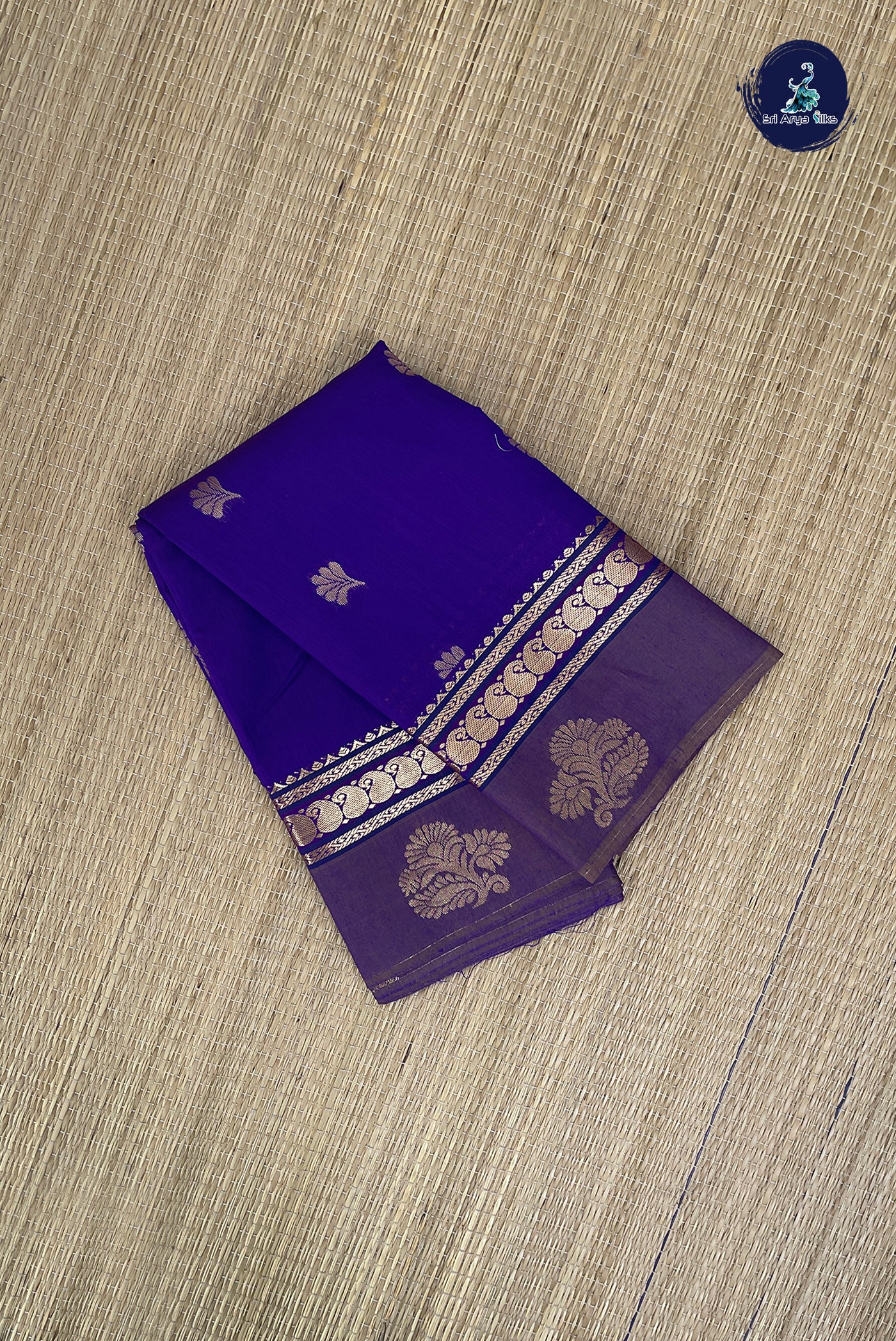 Violet Budget Semi Silk Cotton Saree With Zari Buttas Pattern