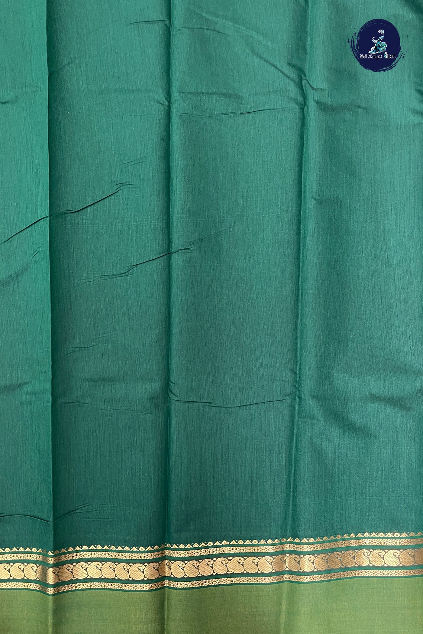 Bottle Green Budget Semi Silk Cotton Saree With Zari Buttas Pattern