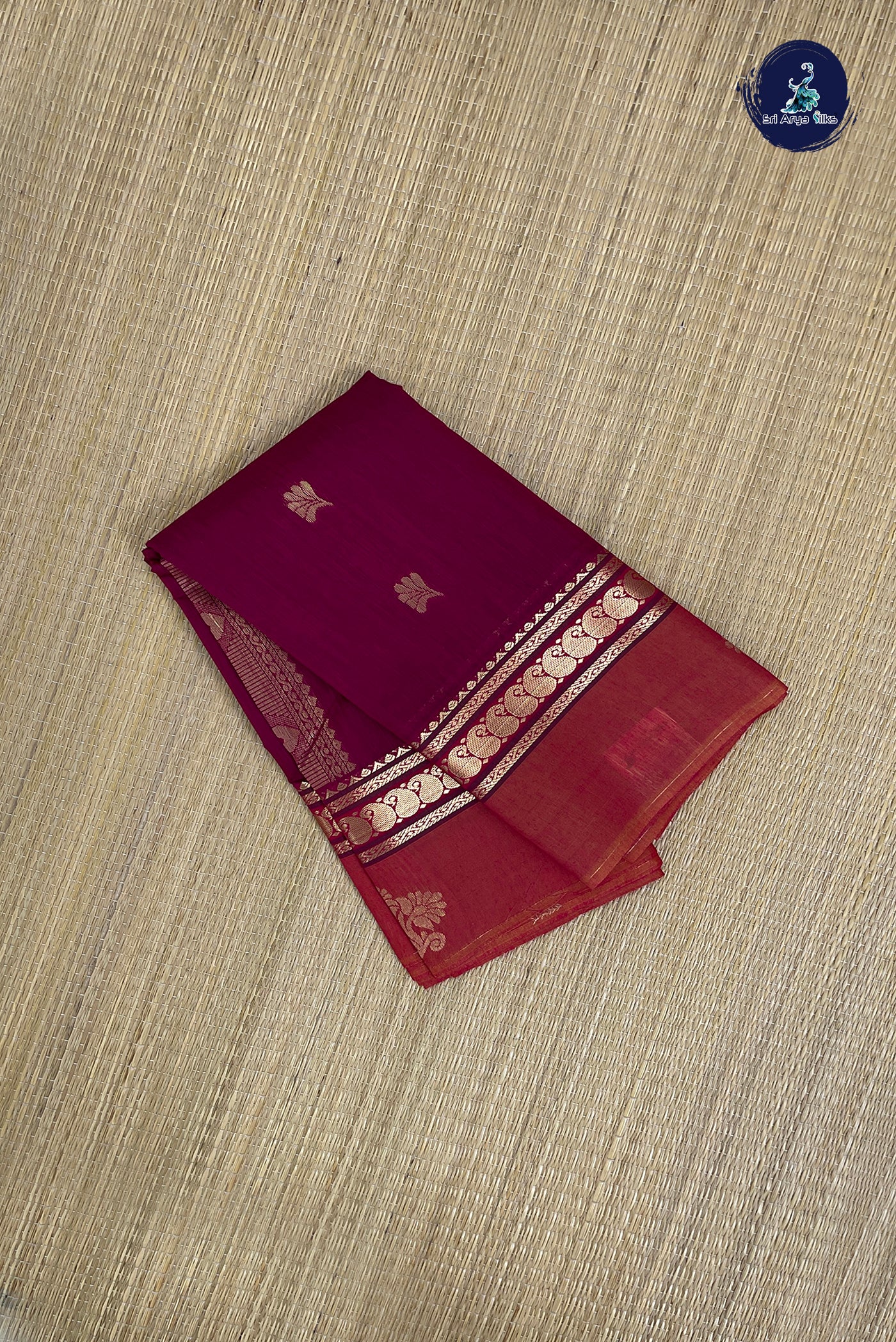 Magenta Budget Semi Silk Cotton Saree With Zari Buttas Pattern