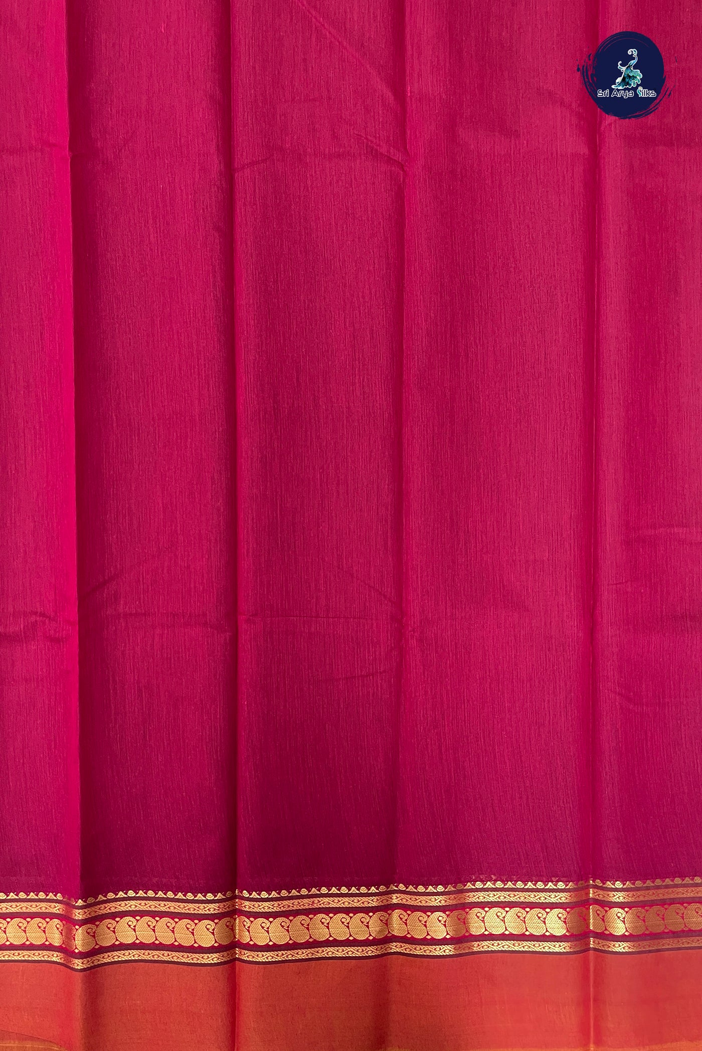 Magenta Budget Semi Silk Cotton Saree With Zari Buttas Pattern