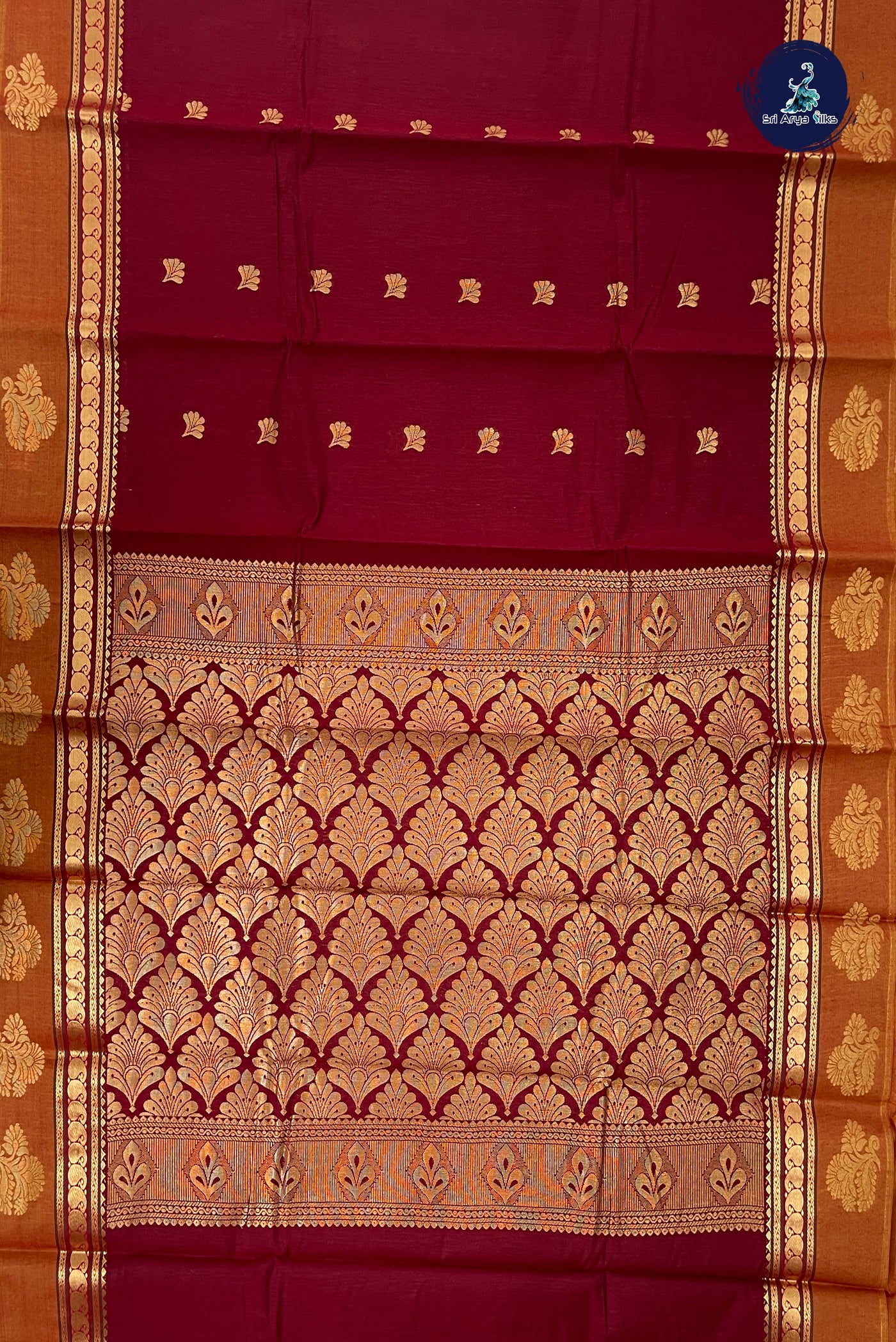 Arakku Budget Semi Silk Cotton Saree With Zari Buttas Pattern