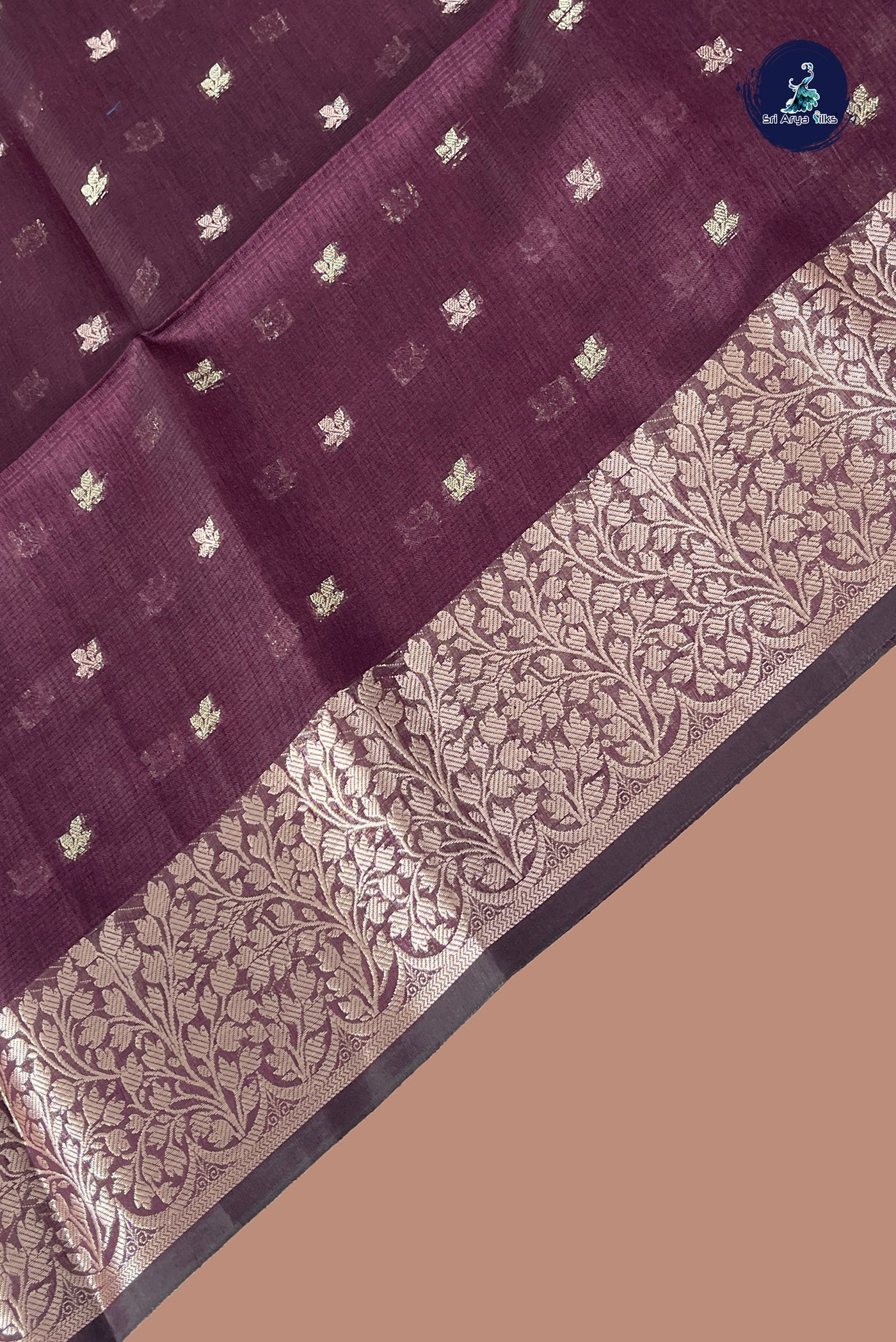 Jamun Tissue Banarasi Saree With Zari Buttas Pattern