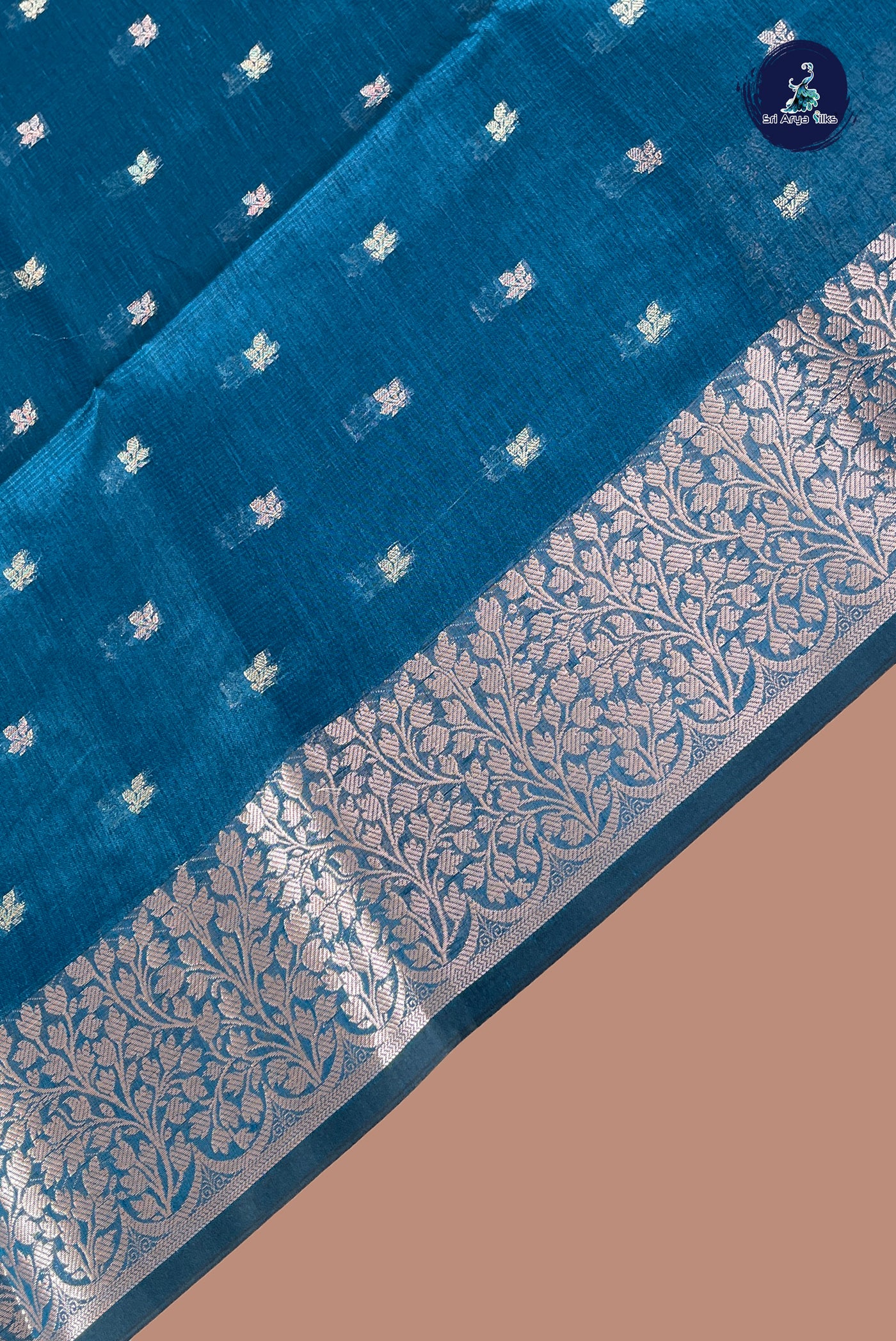 Blue Tissue Banarasi Saree With Zari Buttas Pattern
