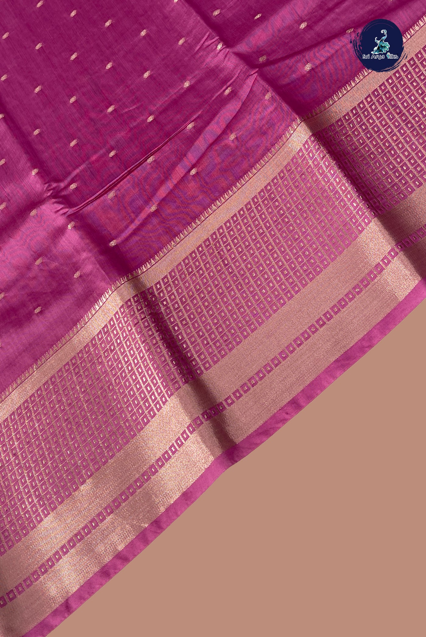 Onion Pink Semi Banarasi Saree With Zari Buttas Pattern